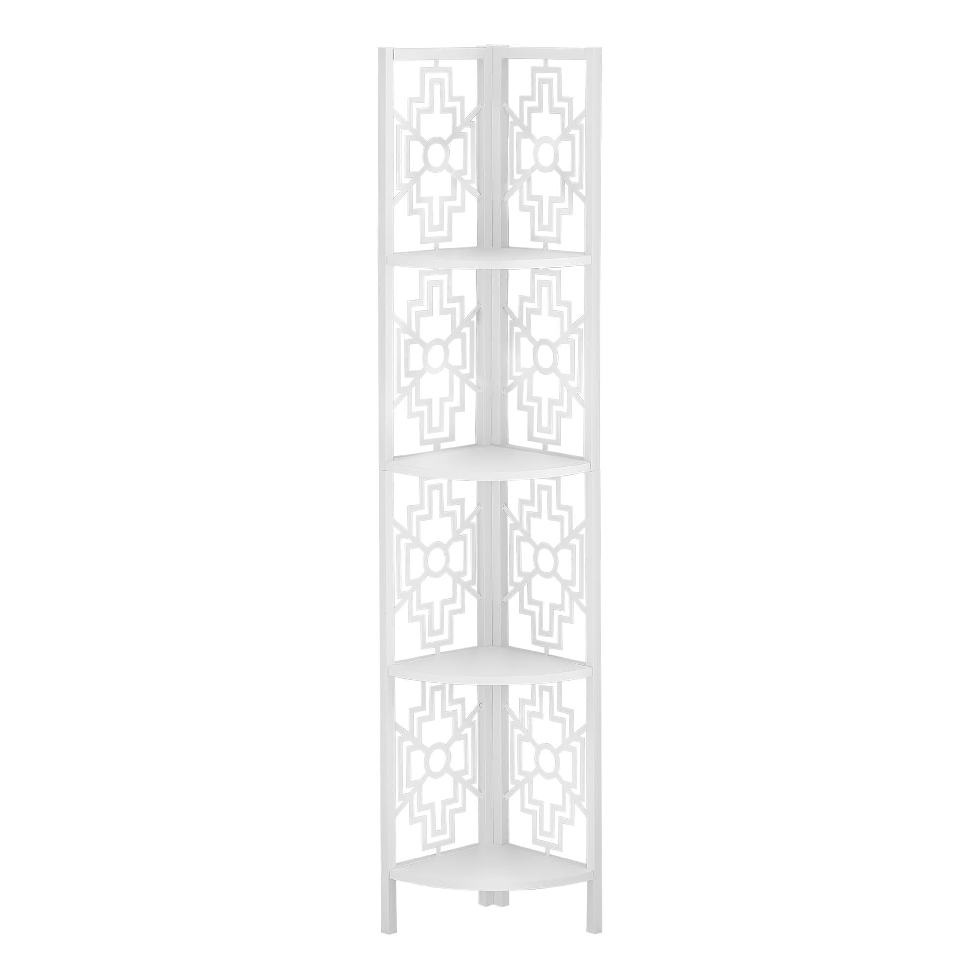 15.5" X 11" X 61.5" White Metal Corner Etagere Bookcase Default Title