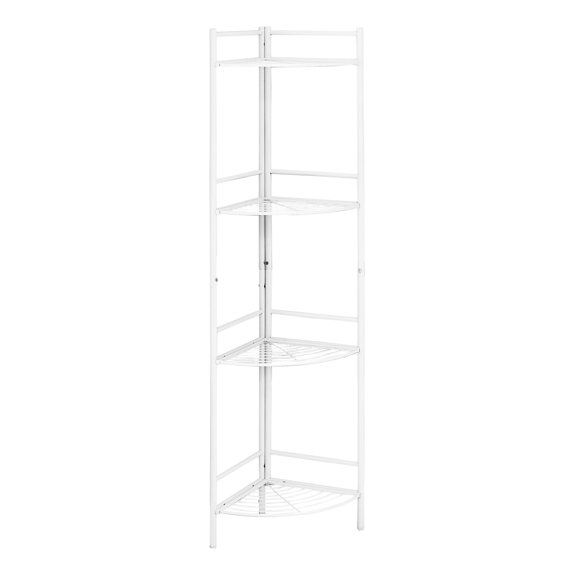 18.5" X 13.5" X 57.75" White Metal Corner Etagere Bookcase Default Title