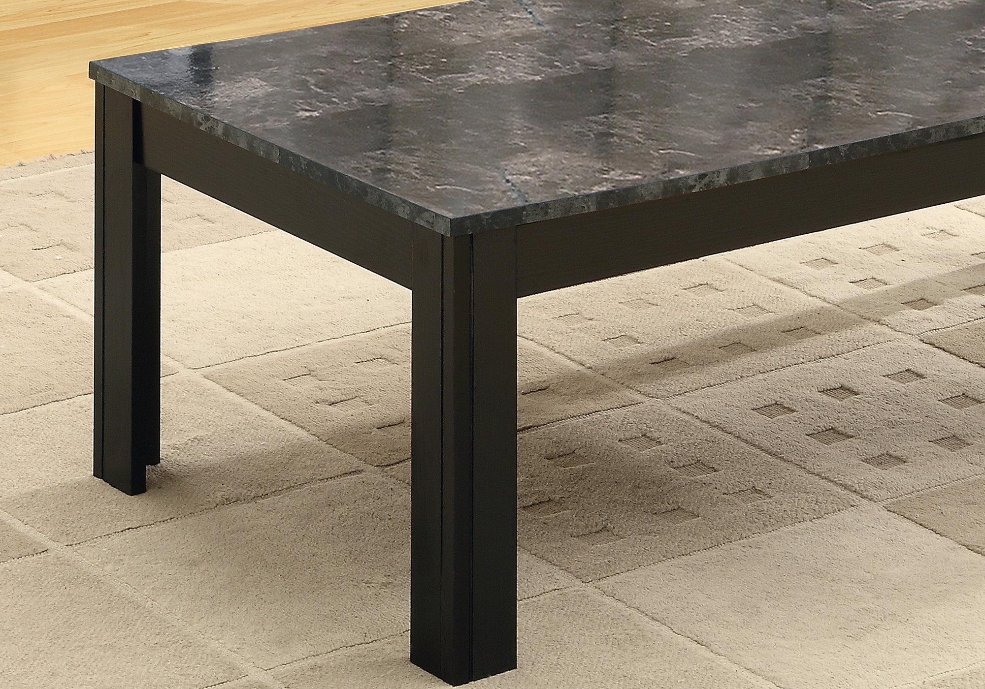 Black Grey Marble-Look Top Table Set - 3Pcs Set