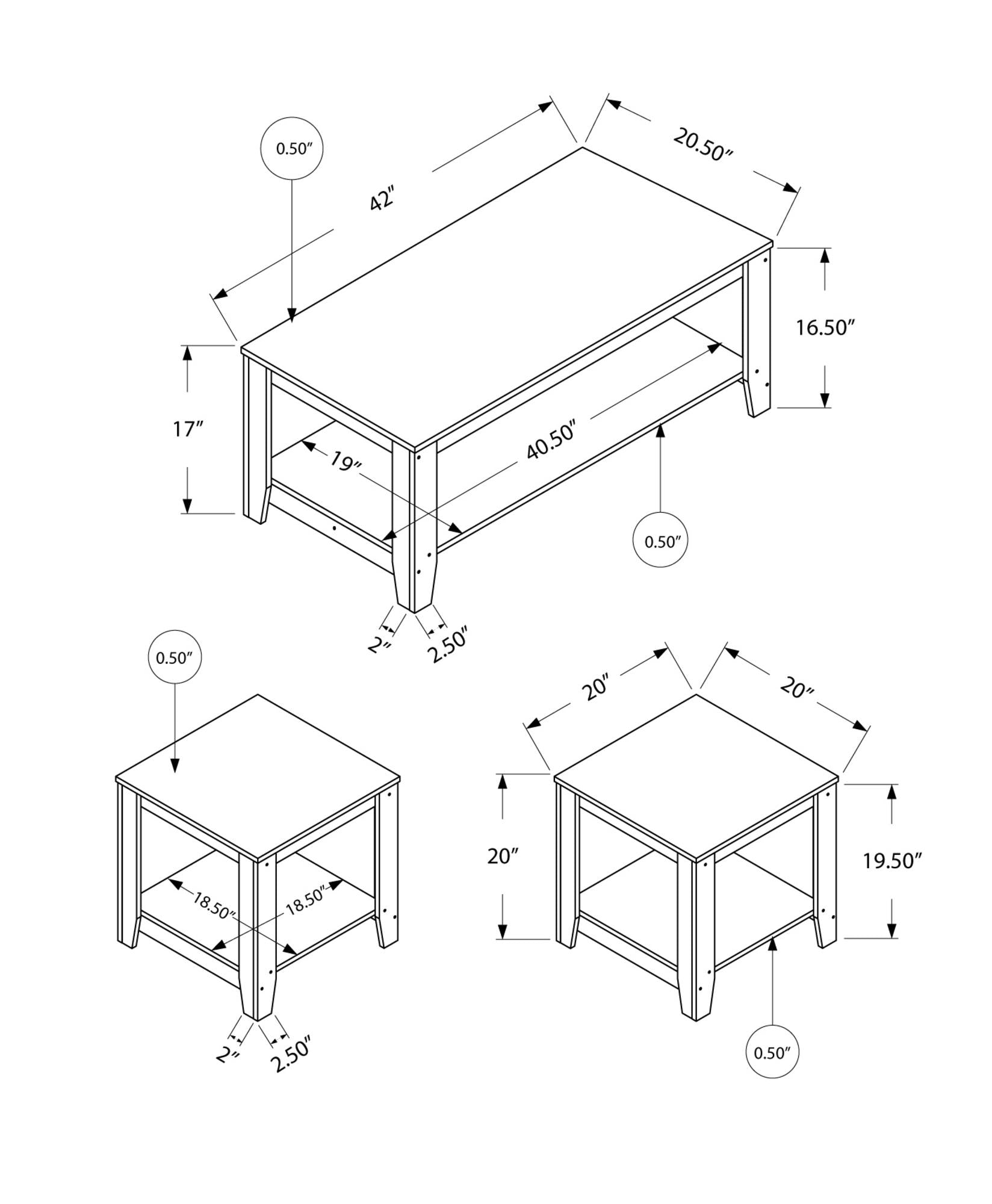 Cappuccino Table Set  3Pcs Set