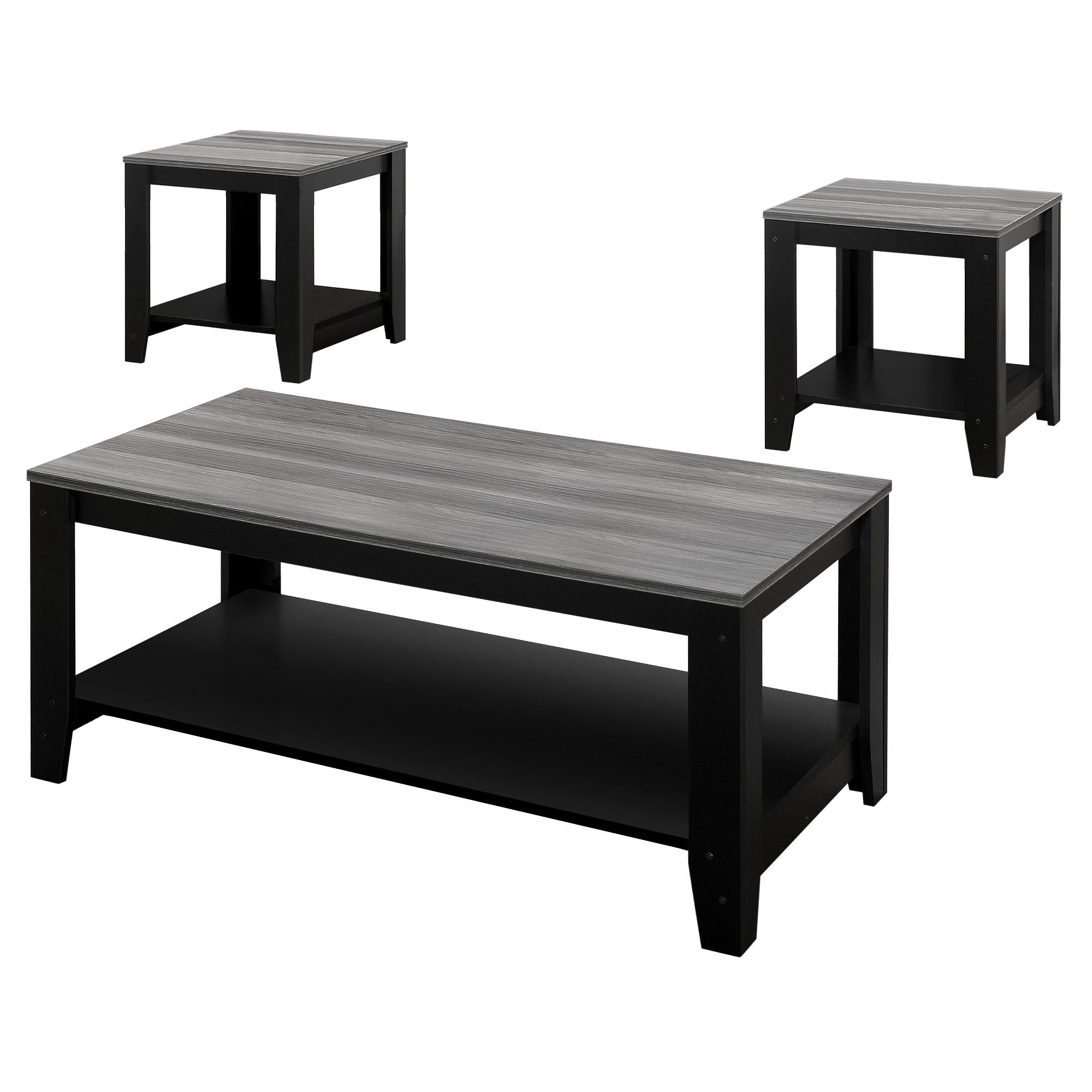 Black Grey Top Table Set  3Pcs Set