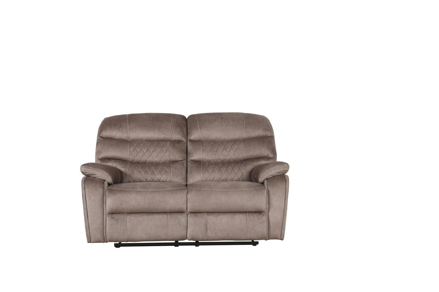 Two Piece Light Brown Microfiber Reclining Sofa Set