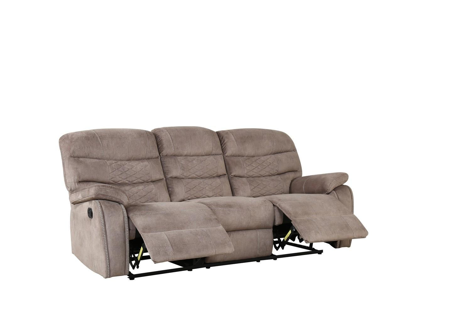 Two Piece Light Brown Microfiber Reclining Sofa Set