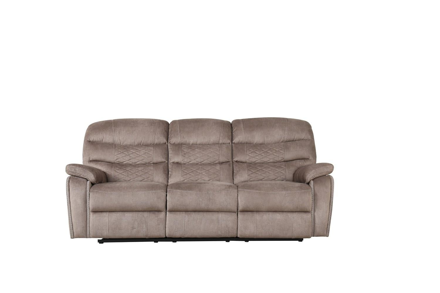 Three Piece Light Brown Microfiber Reclining Sofa Set