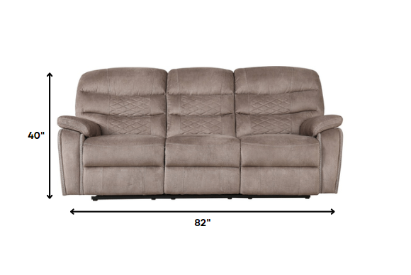 Three Piece Light Brown Microfiber Reclining Sofa Set