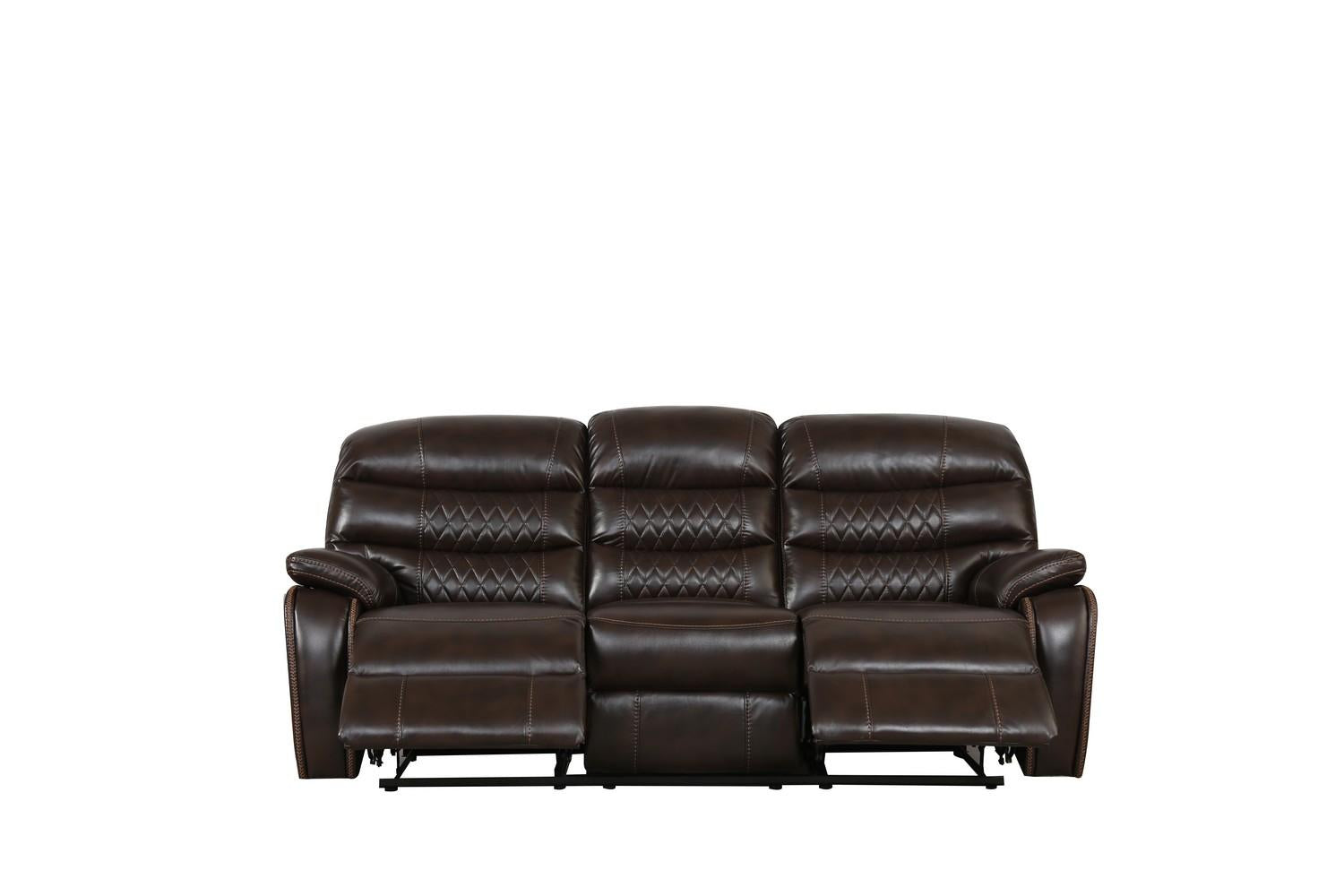 Dark Brown Faux Leather Reclining Sofa