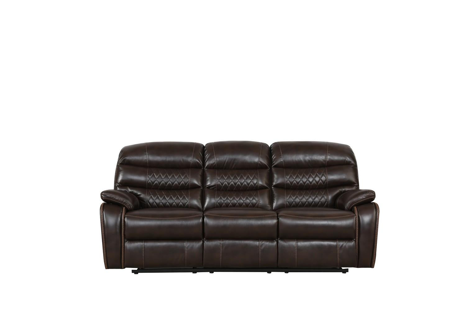 Two Piece Dark Brown Faux Leather Reclining Sofa Set