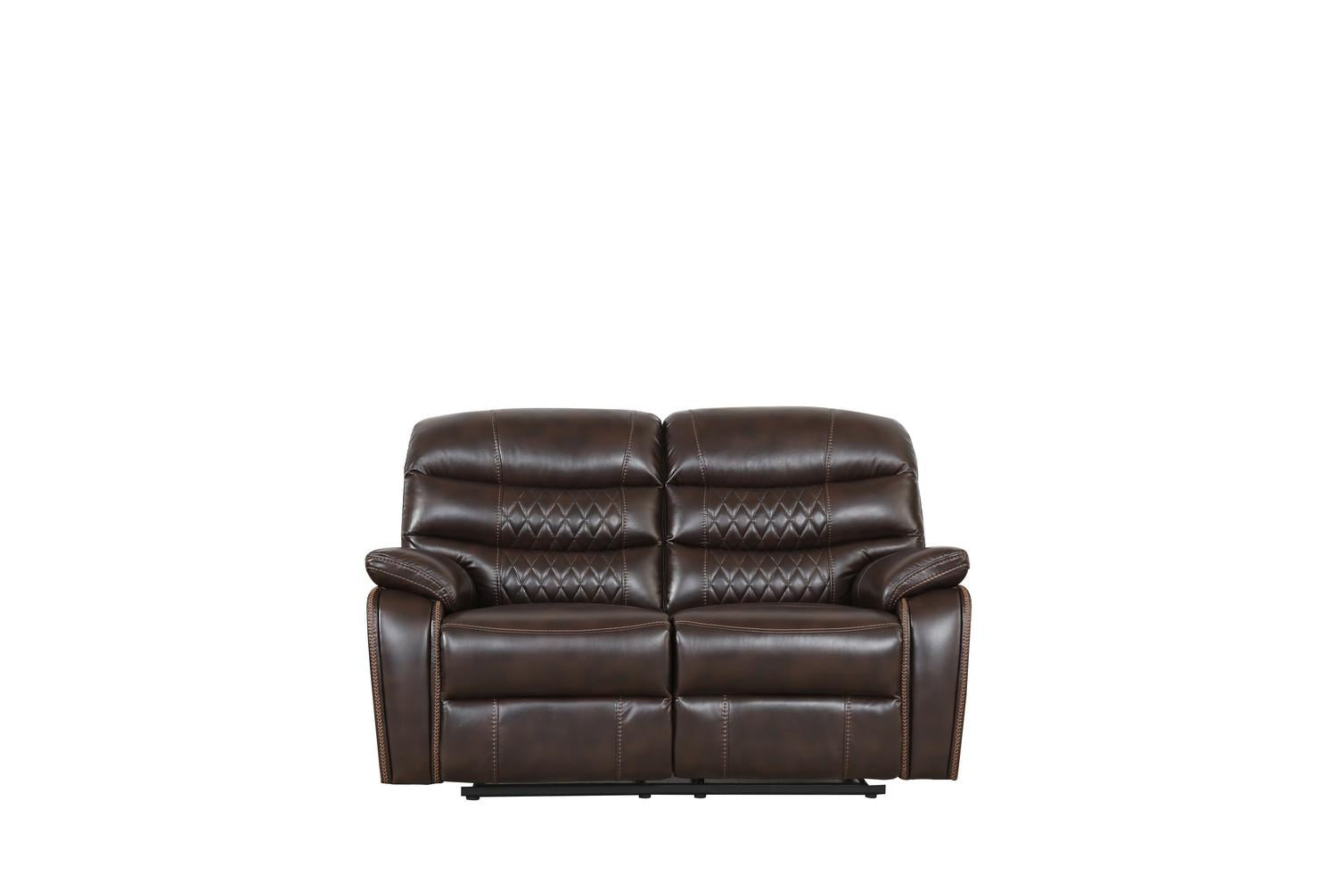 Two Piece Dark Brown Faux Leather Reclining Sofa Set