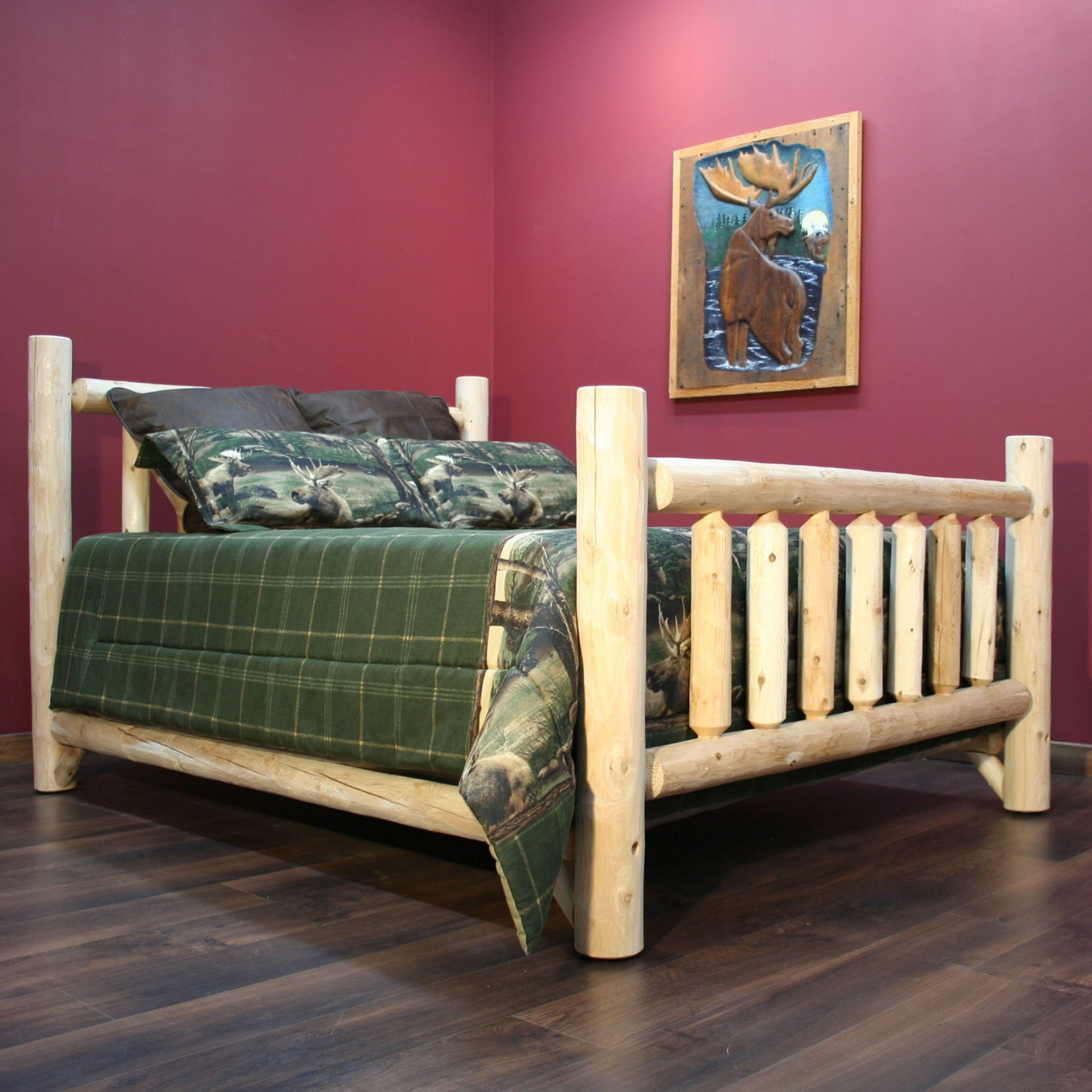 Natural Unfinished Low Post Cedar Log Double Bed Default Title