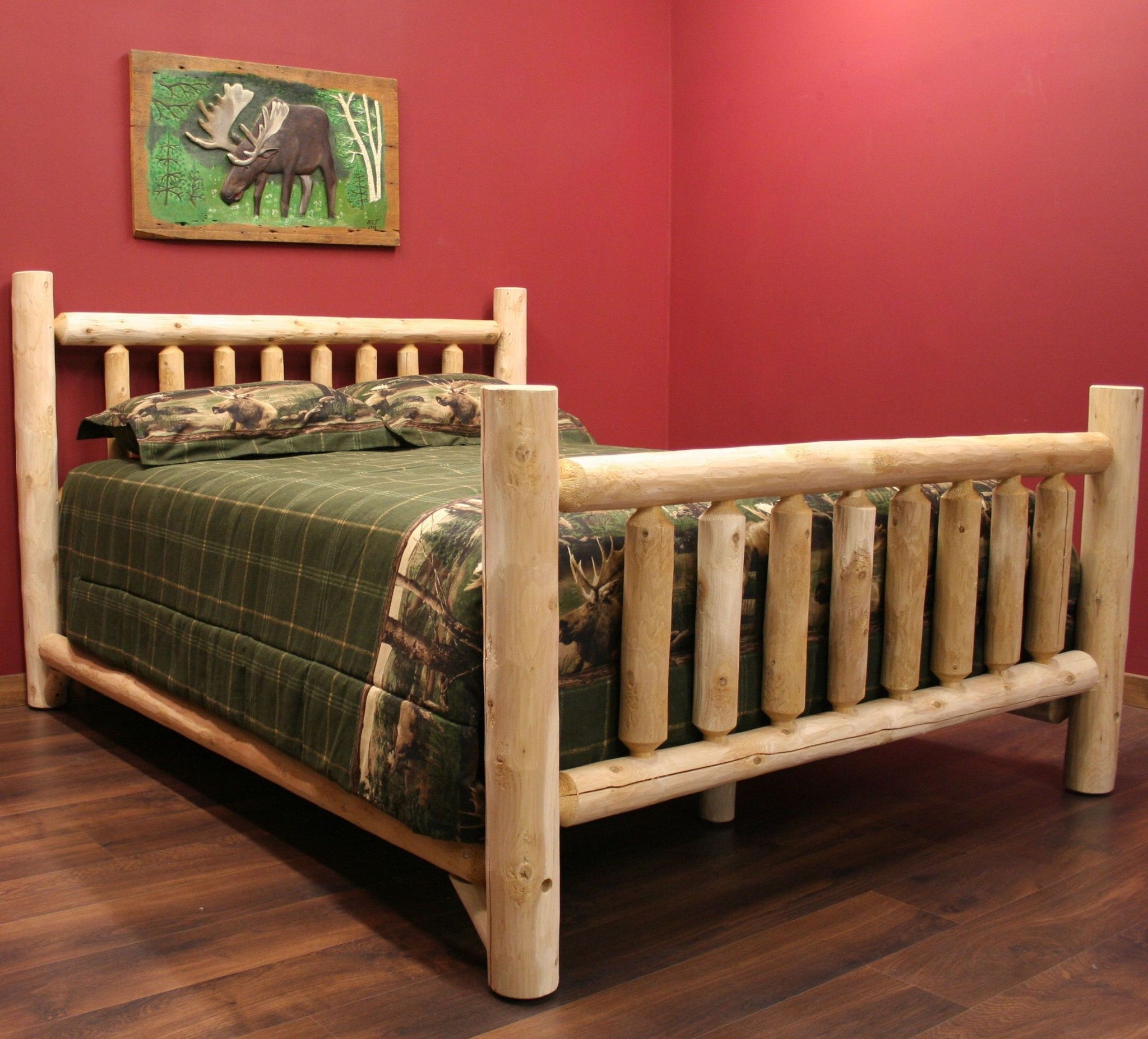 Natural Unfinished Low Post Cedar Log Queen Bed