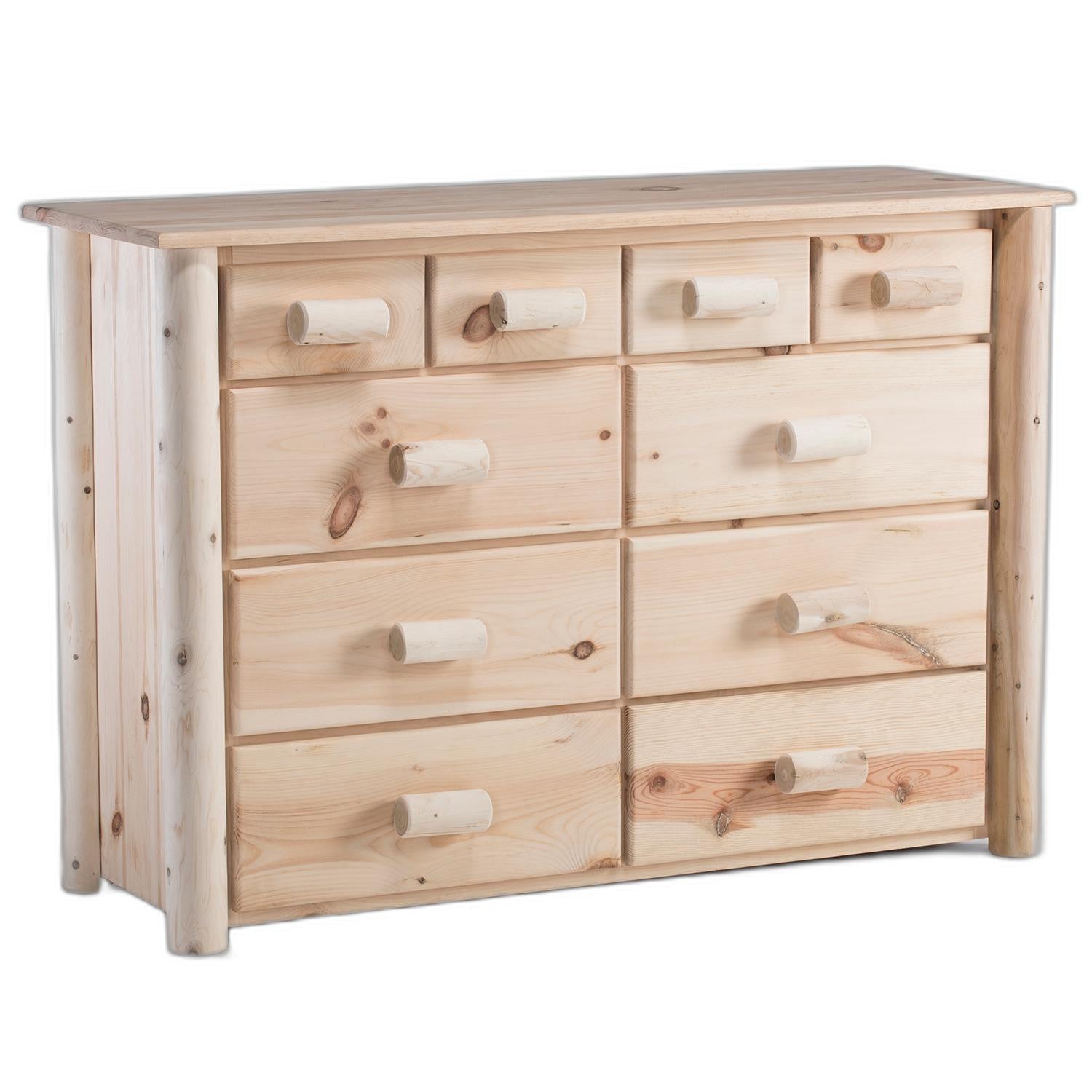 Natural Unfinished Wood Ten Drawer Dresser