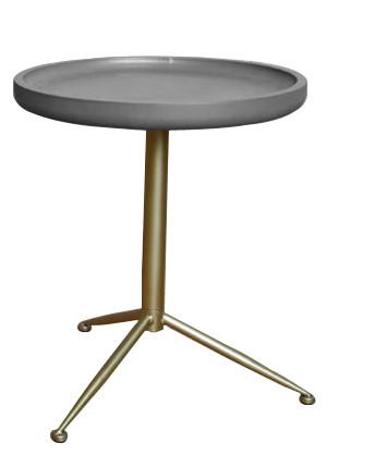 Sleek Round Gray Wood and Goldtone Side End Table 19