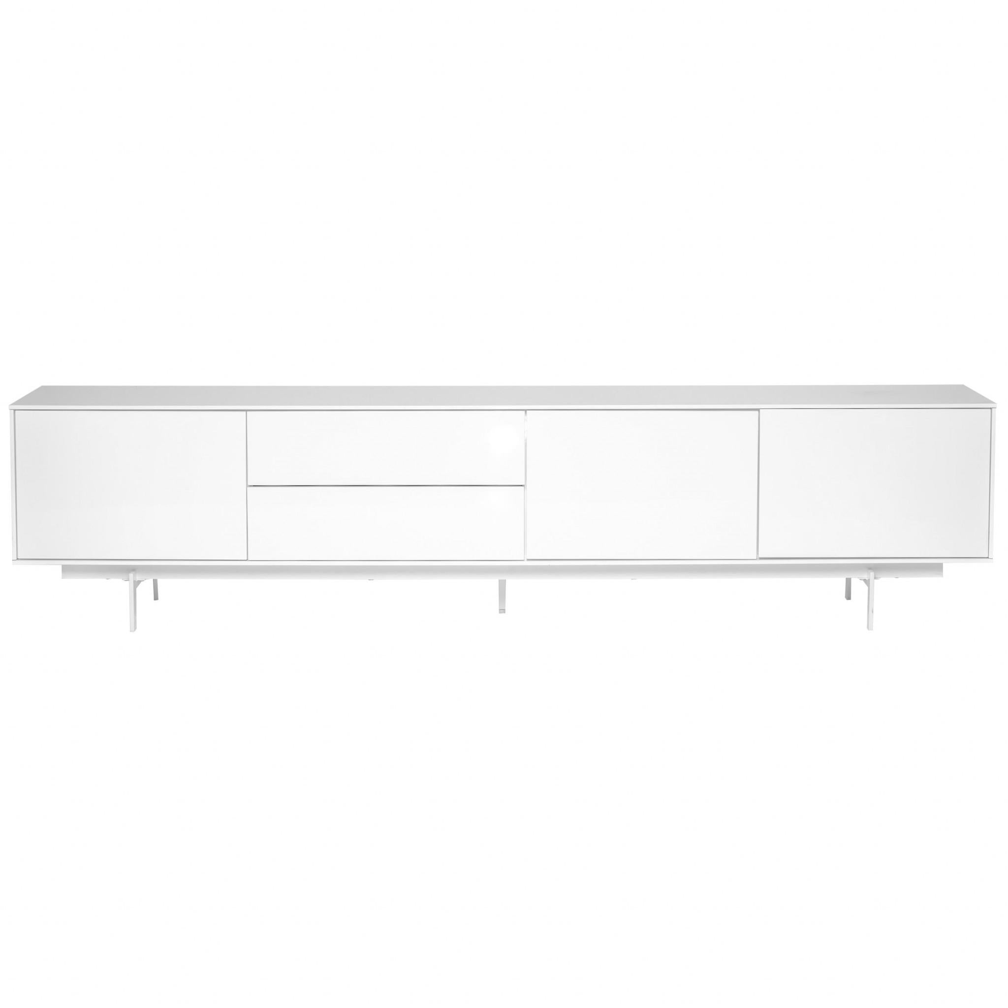 Crisp High Gloss White Lacquer Media TV Stand