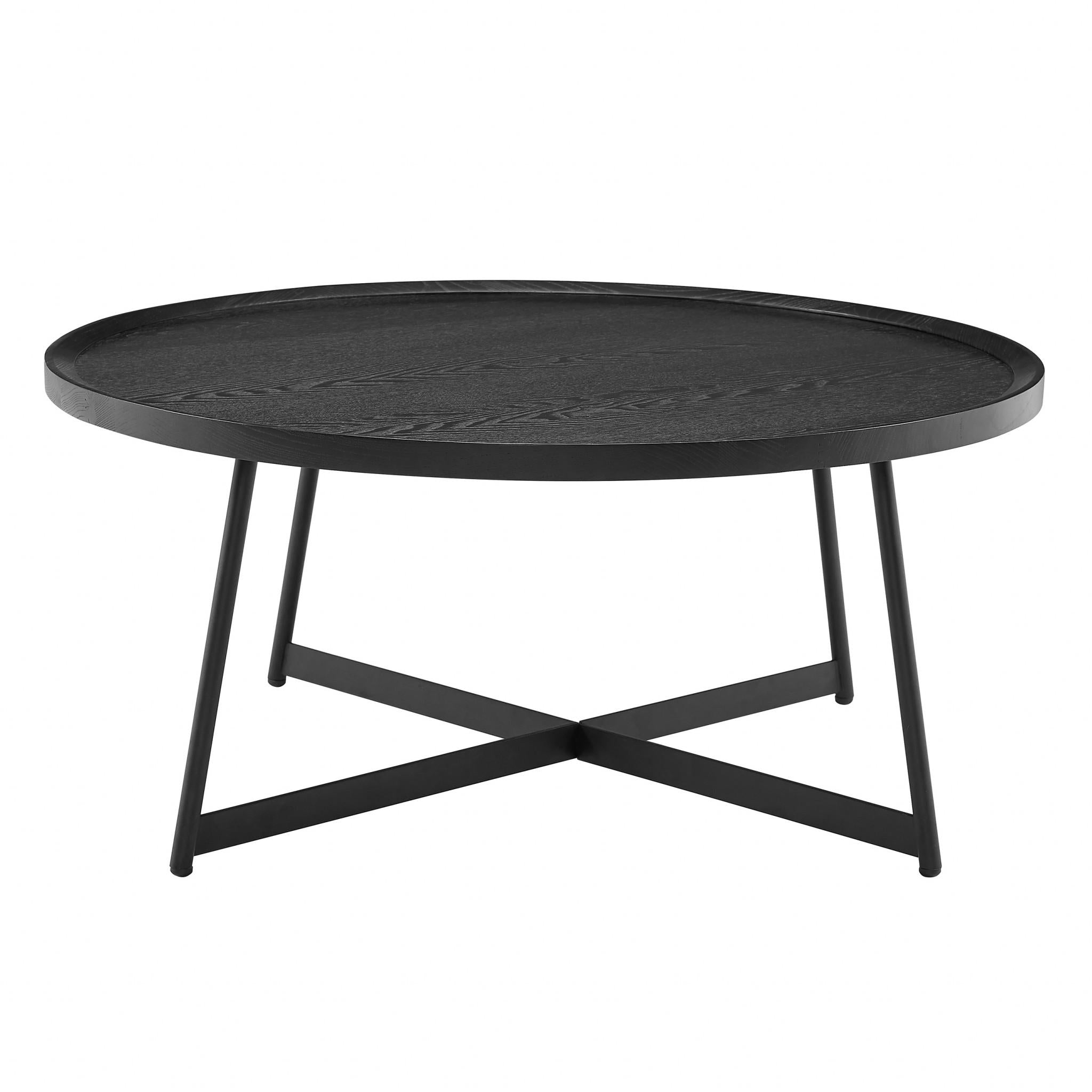 Modern Elegance Black Ash and Black Modern Round Coffee Table