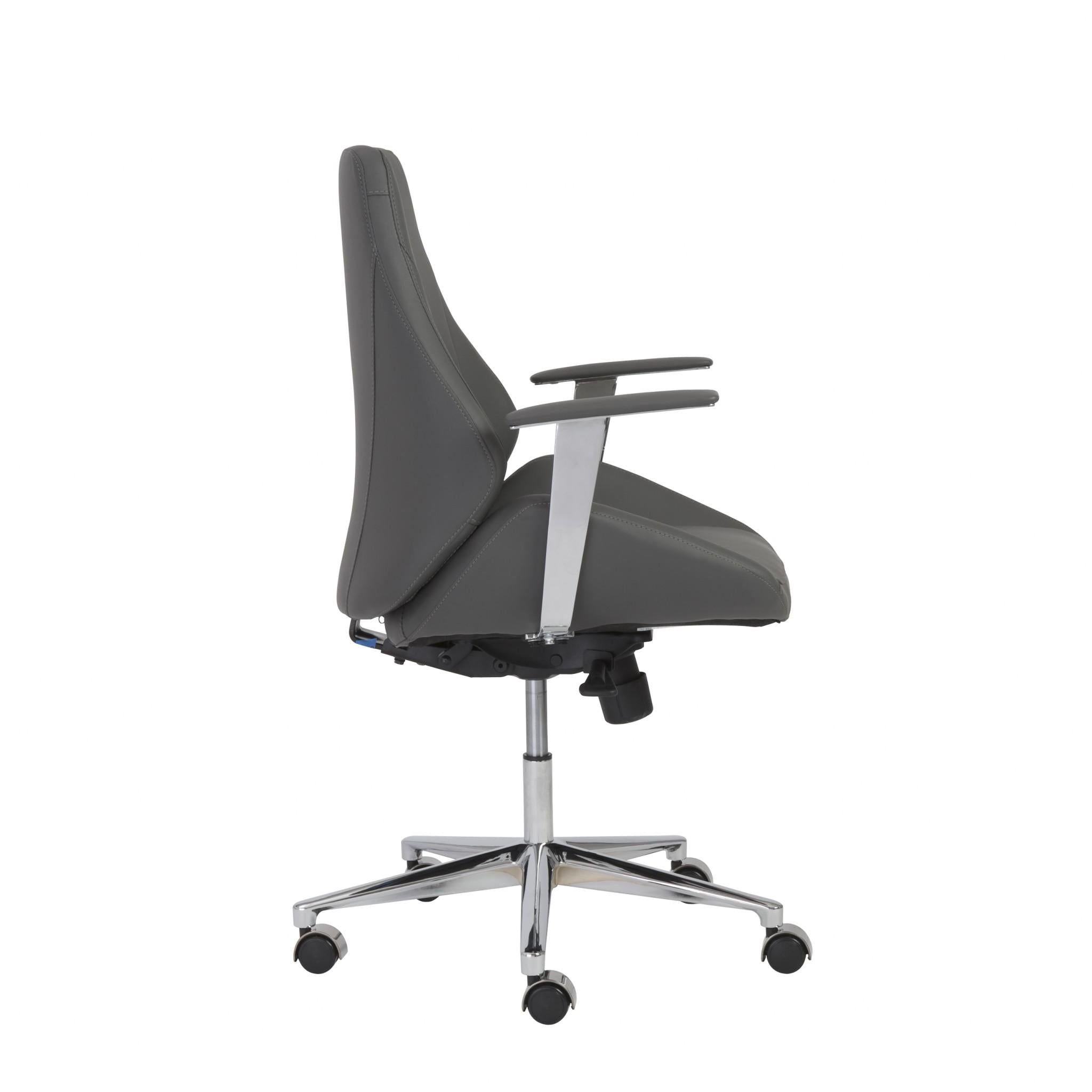 Gray Faux Leather Scoop Office Chair with Mod Armrests