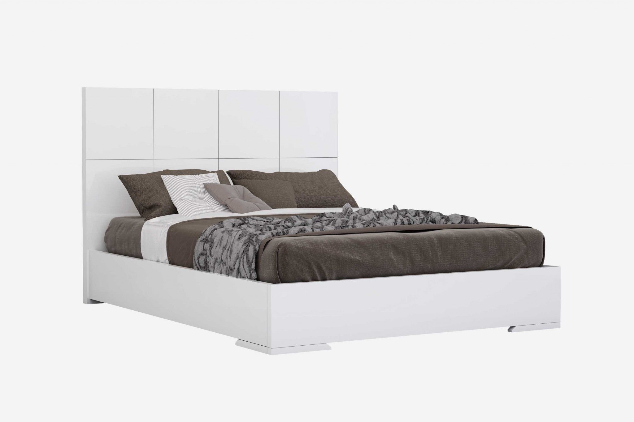 Contemporary White Queen Platform Bed Default Title