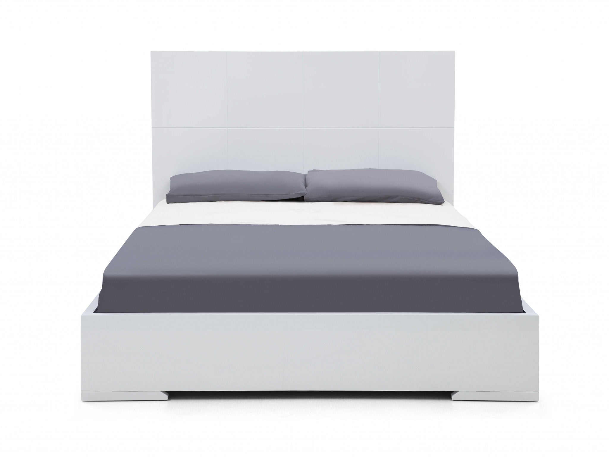 Contemporary White Queen Platform Bed Default Title