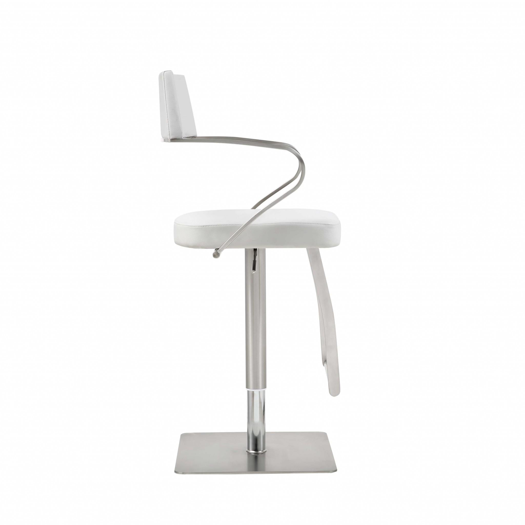 21 X 20 X 36-46 White Stainless Steel Bar Stool