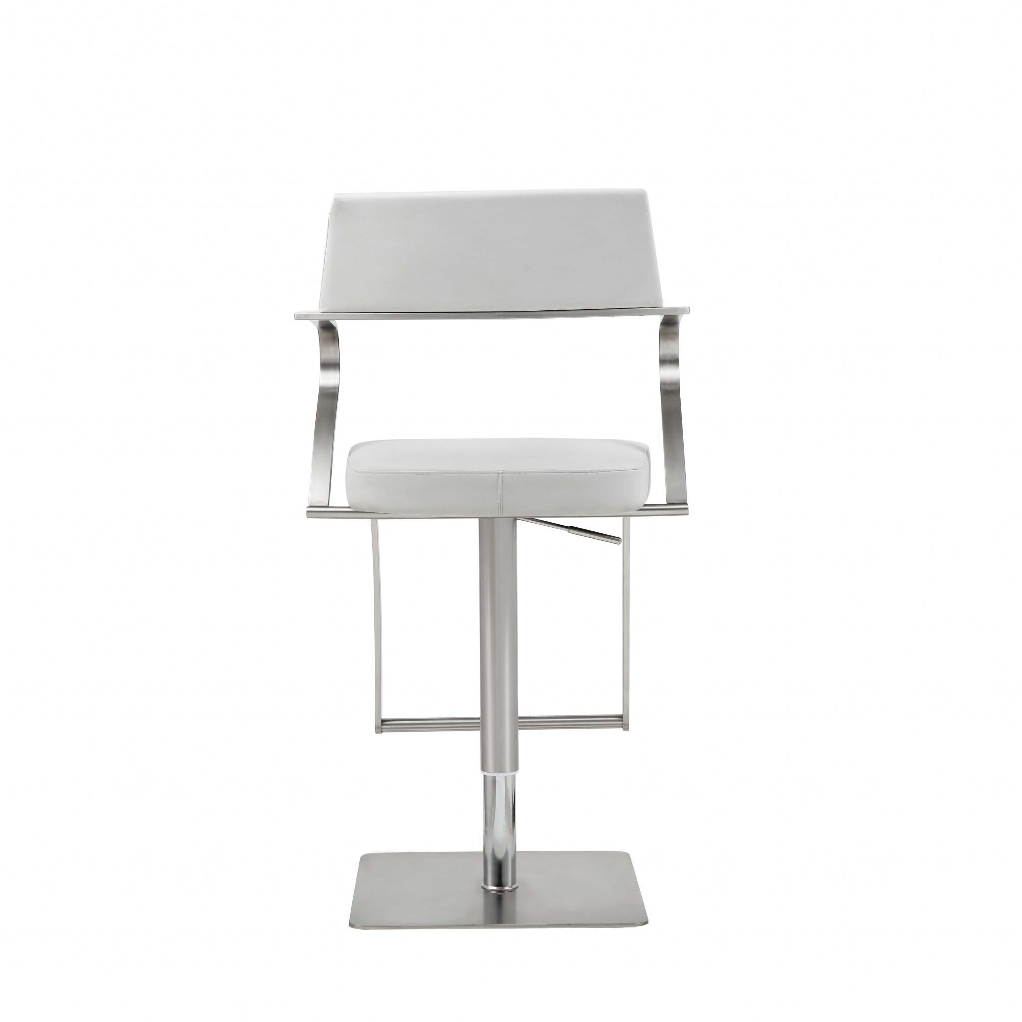 21 X 20 X 36-46 White Stainless Steel Bar Stool