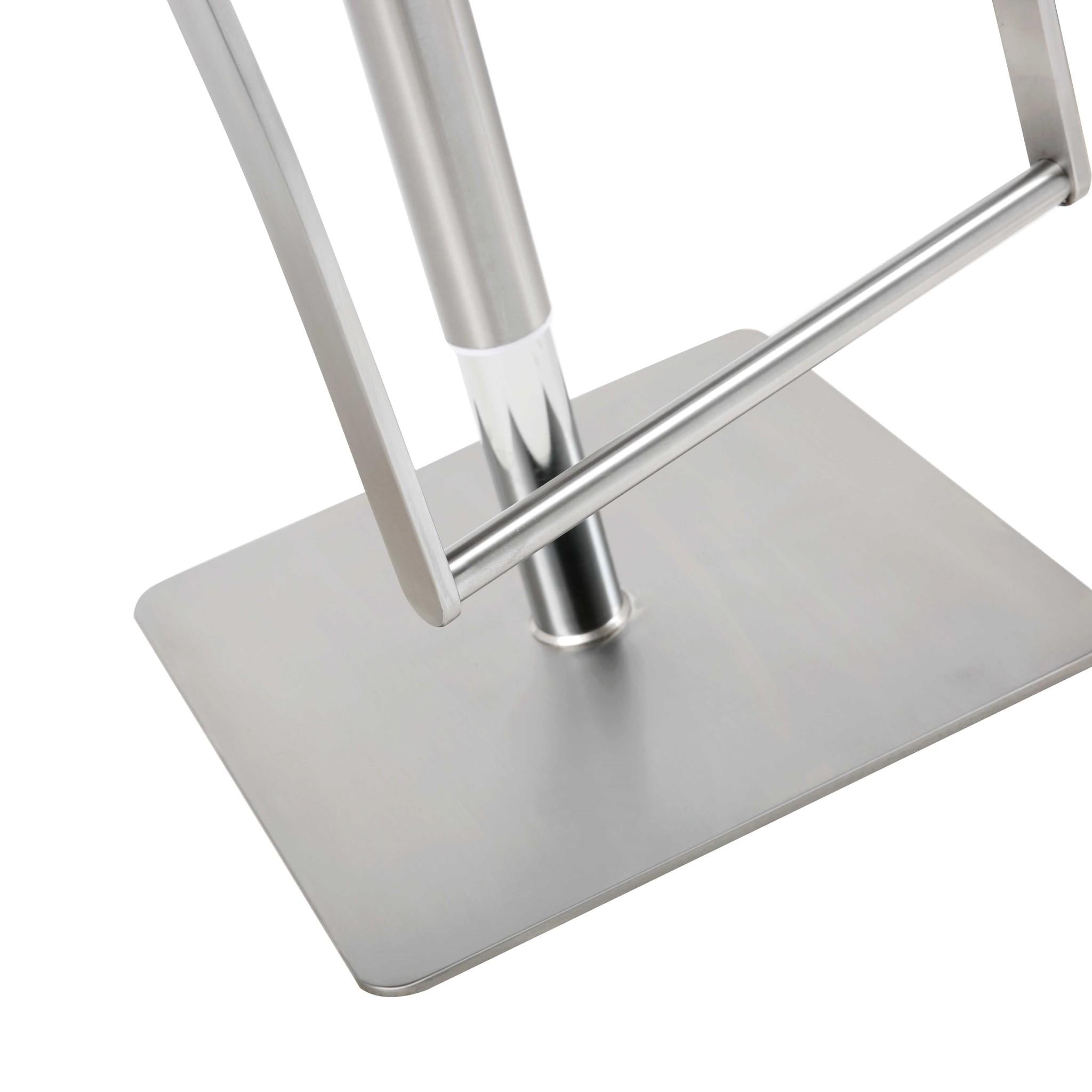 21 X 20 X 36-46 White Stainless Steel Bar Stool