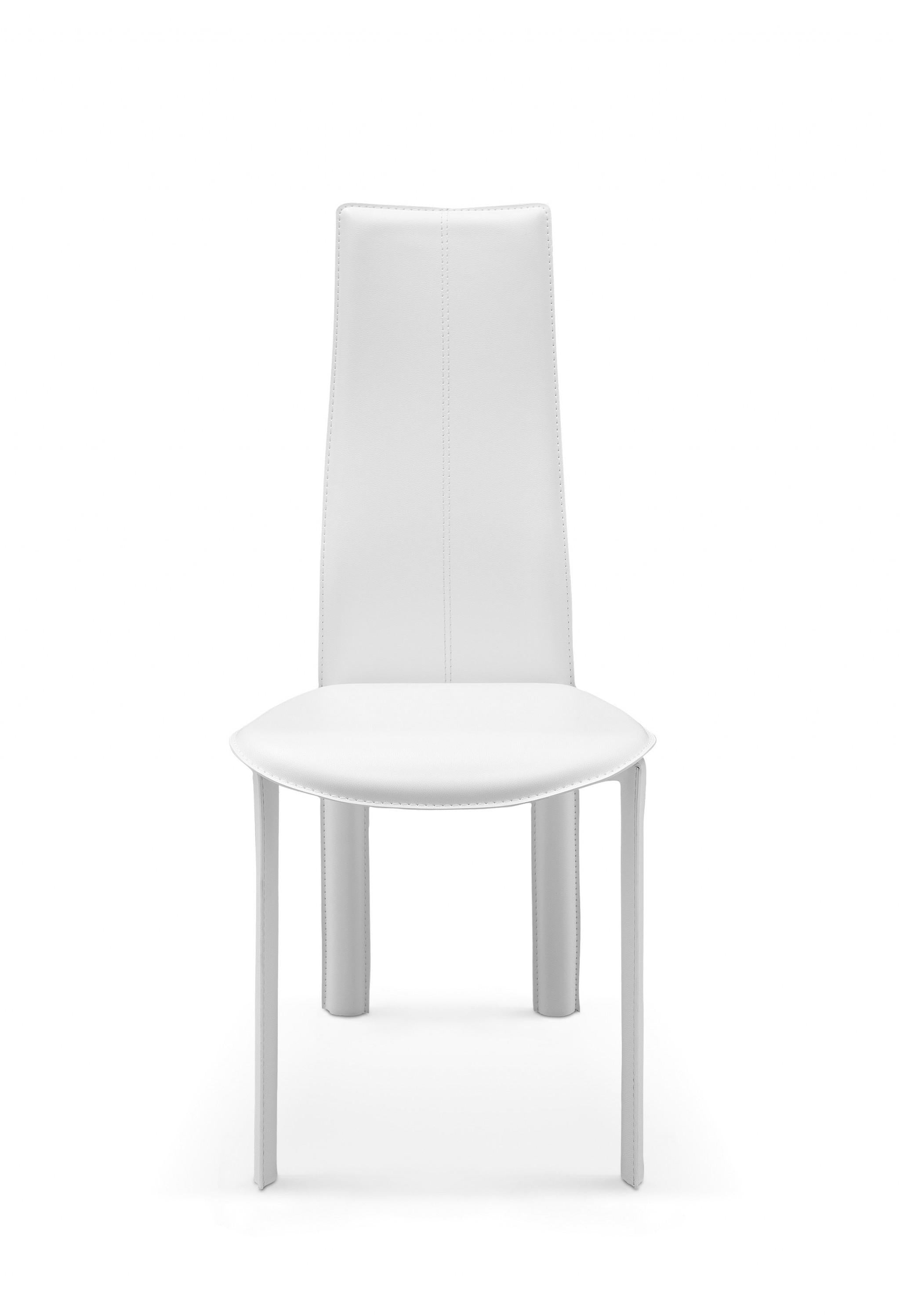 Set of 4 Modern Dining White Faux Leather Dining Chairs