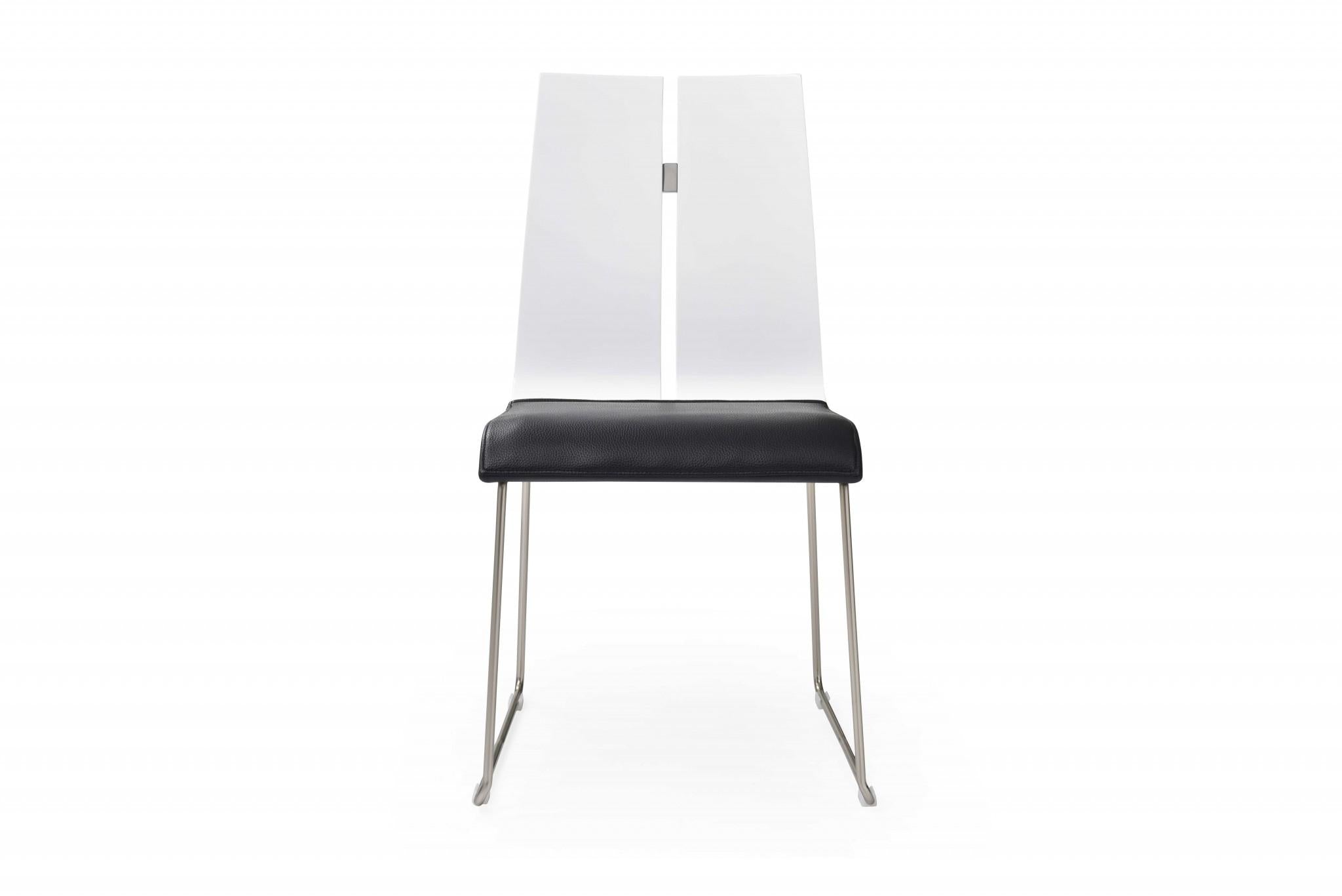 White and Black Faux Leather Metal Dining Chair