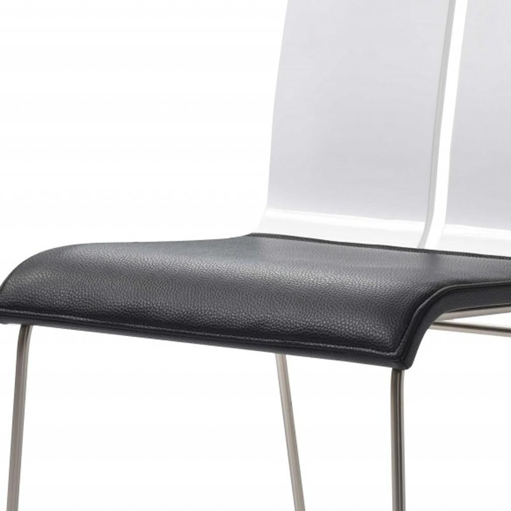 White and Black Faux Leather Metal Dining Chair