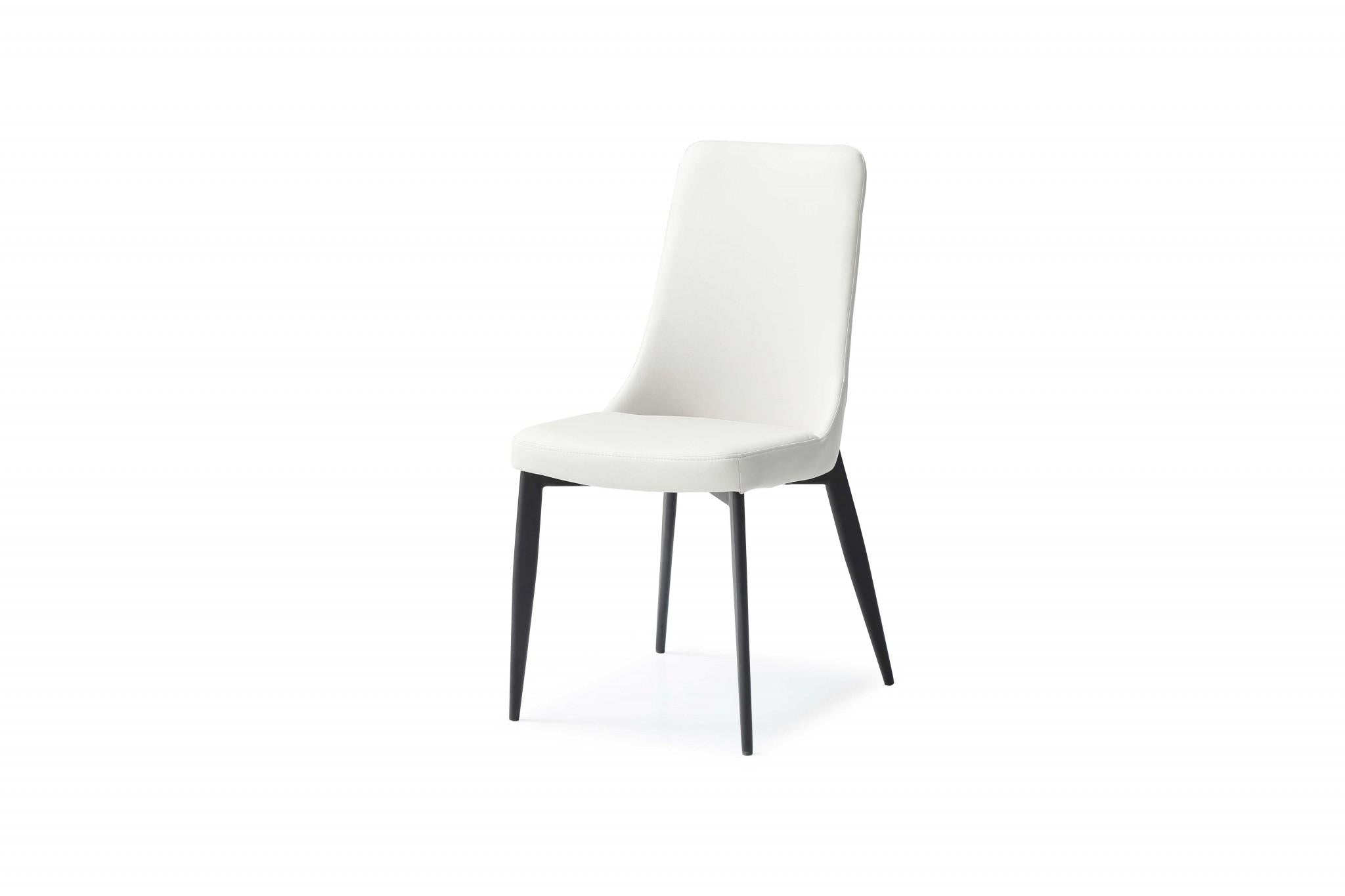 Set of 2 White Faux Leather Metal Dining Chairs