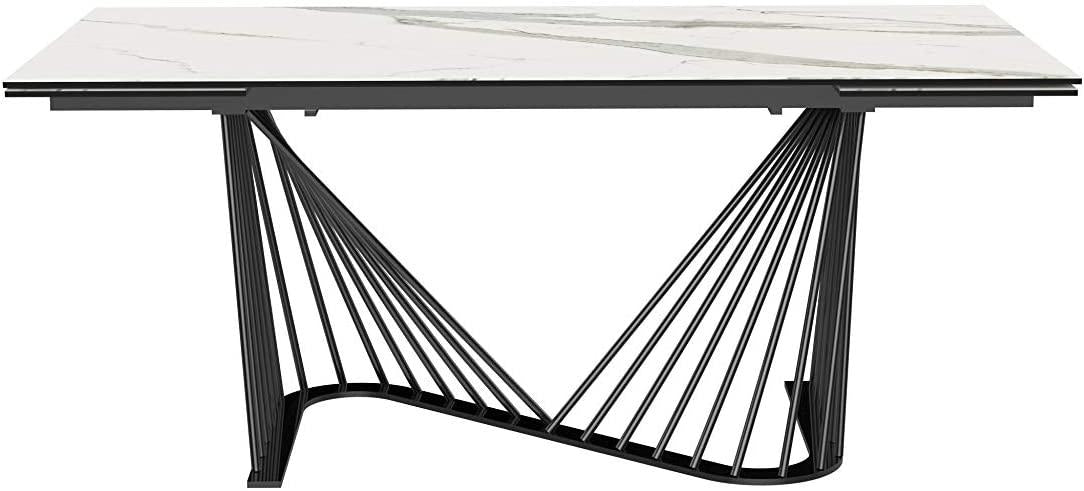 71 X 35 X 30 White Glass Ceramic Dining Table