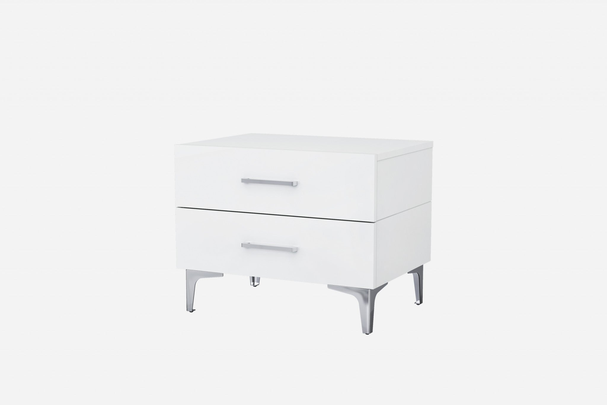 25 X 18 X 21 Gloss White Stainless Steel Nightstand