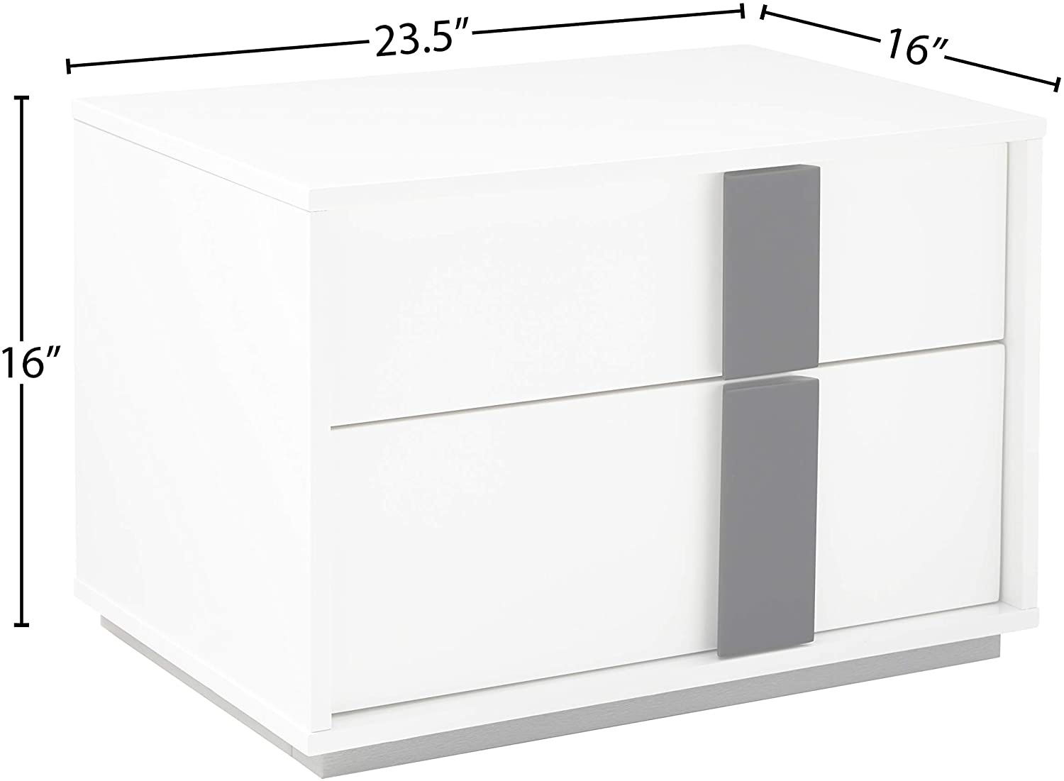 Contemporary White and Black 2 Drawer  Nightstand