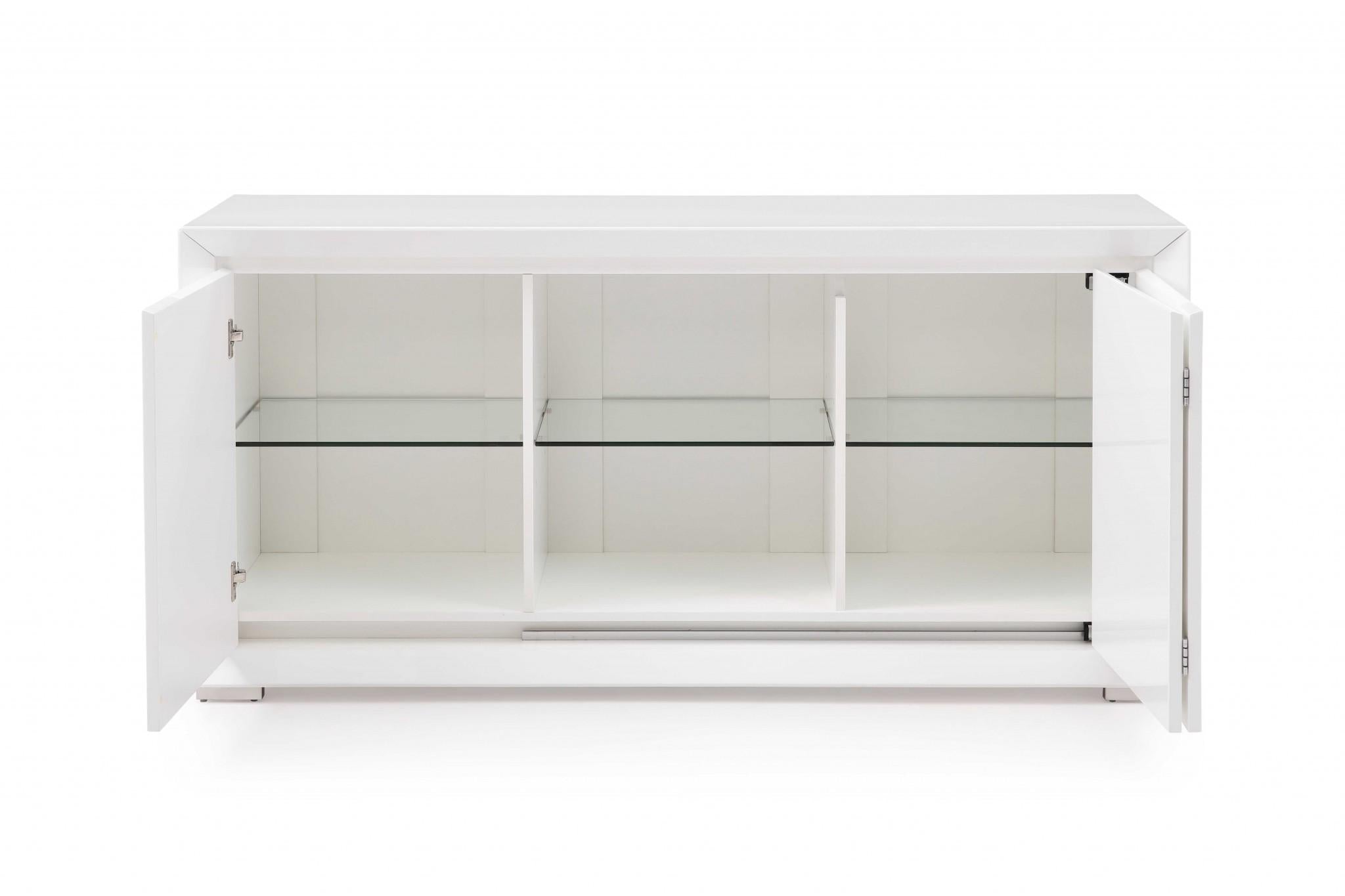 61 X 20 X 30 White Stainless Steel Buffet