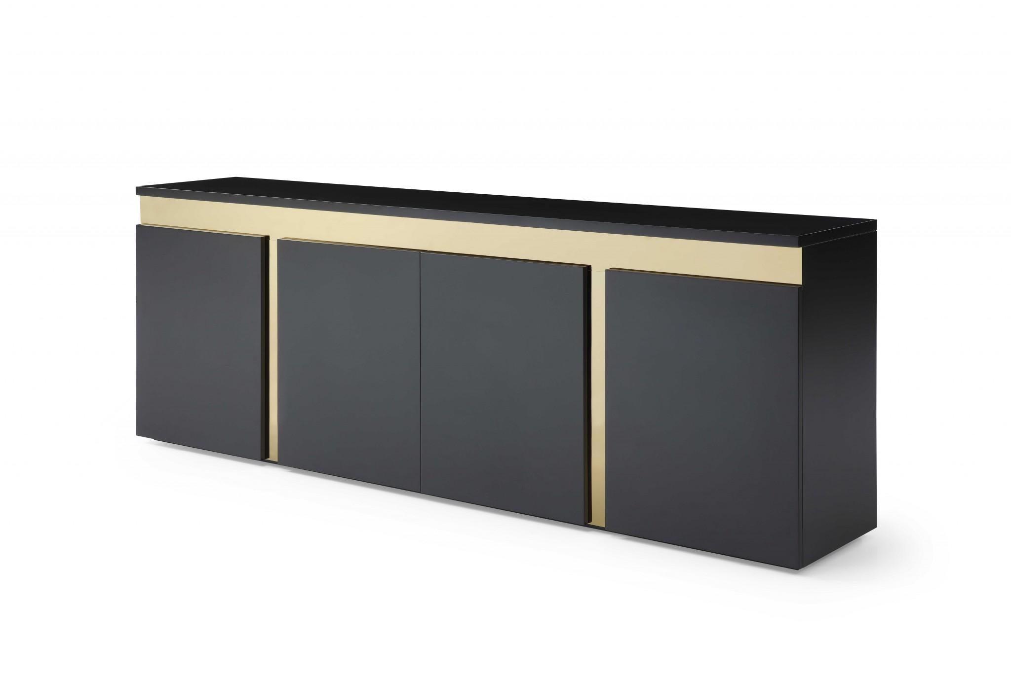 94 X 18 X 35 Black Stainless Steel Buffet