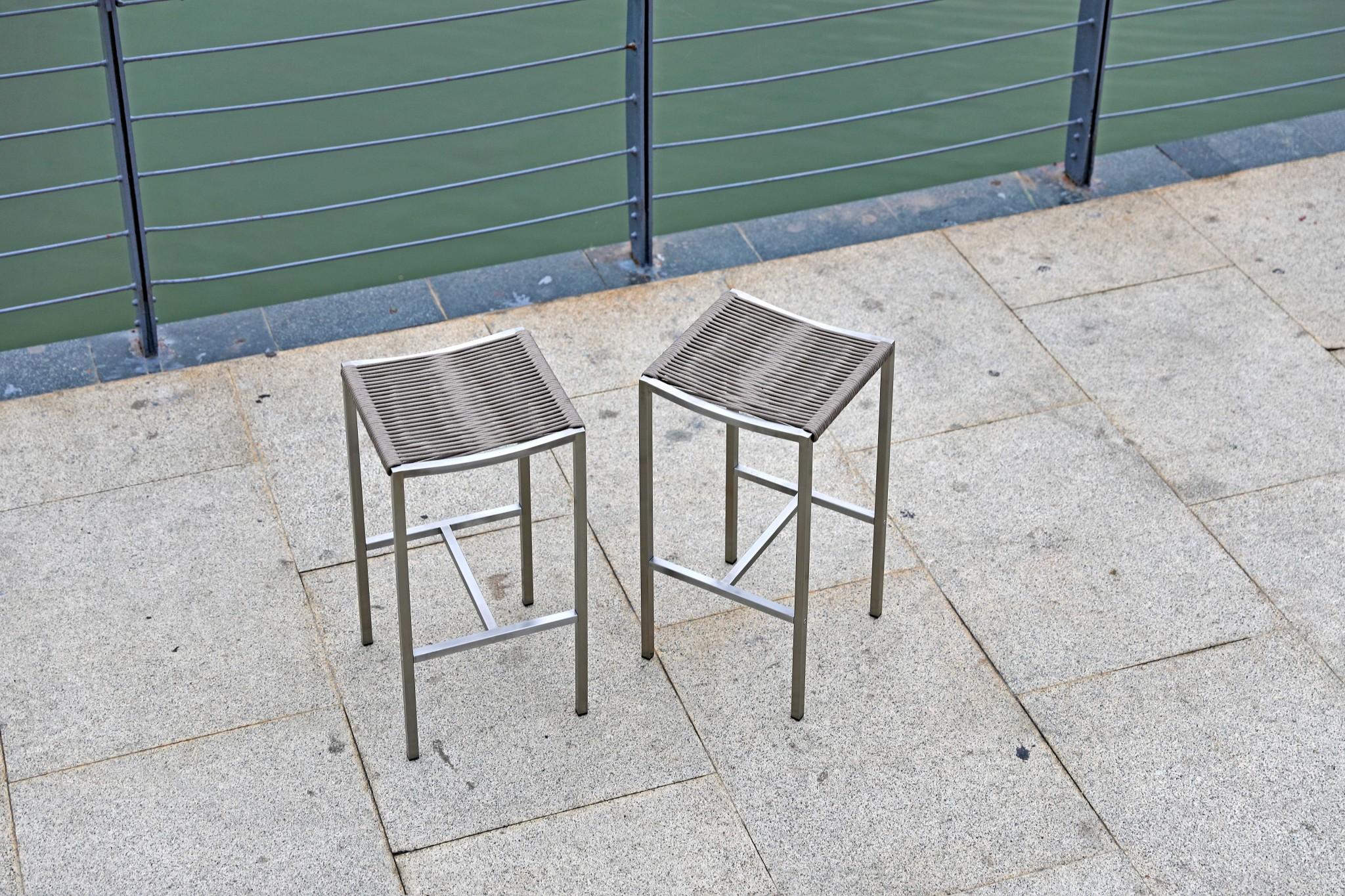 Set of 4 Stainless Steel Square Bar Stool