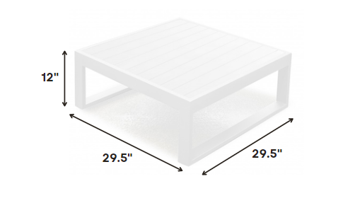 29.5 X 29.5 X 12 White Aluminum Coffee Table