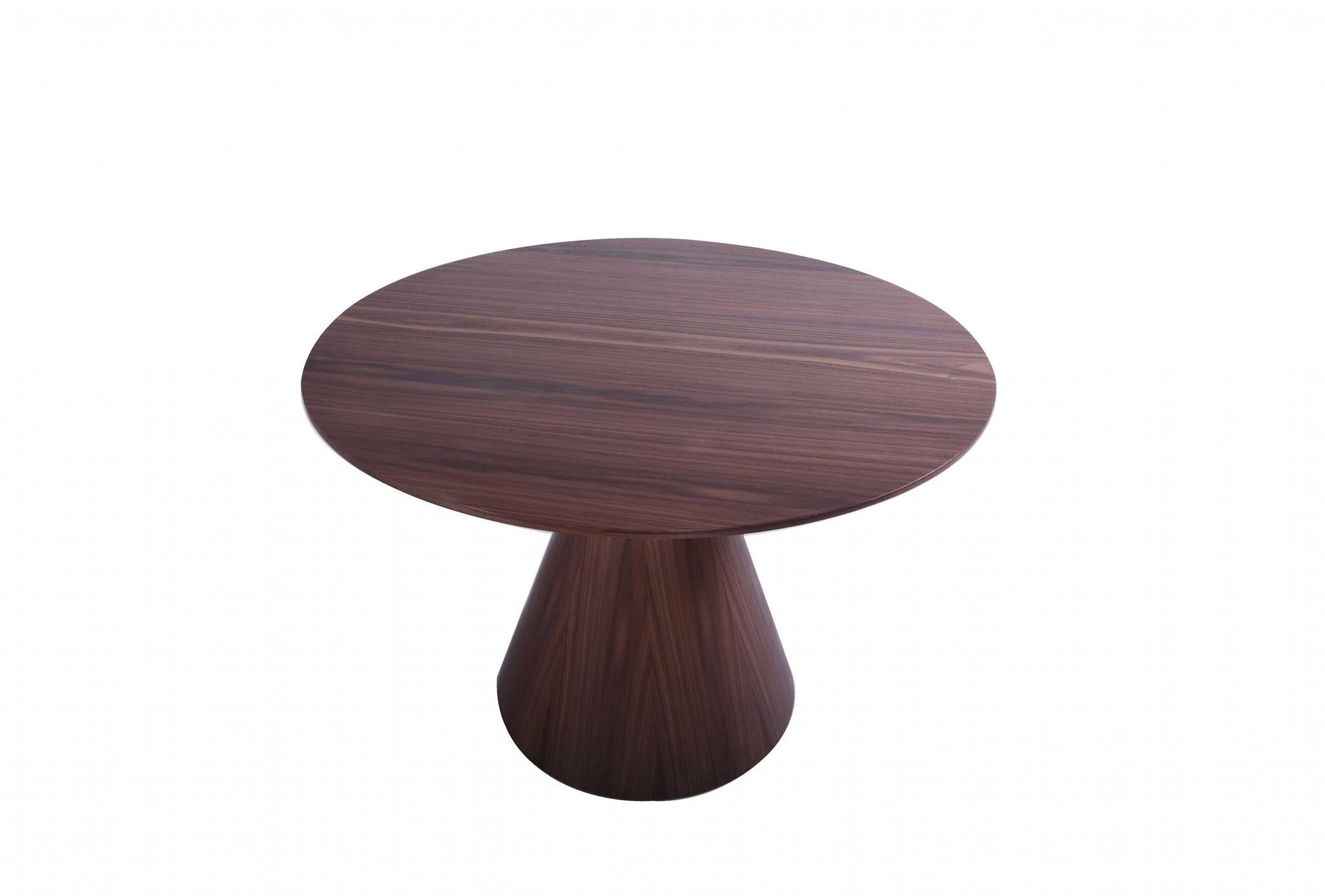 47 X 47 X 30 Walnut Veneer Round Dining Table