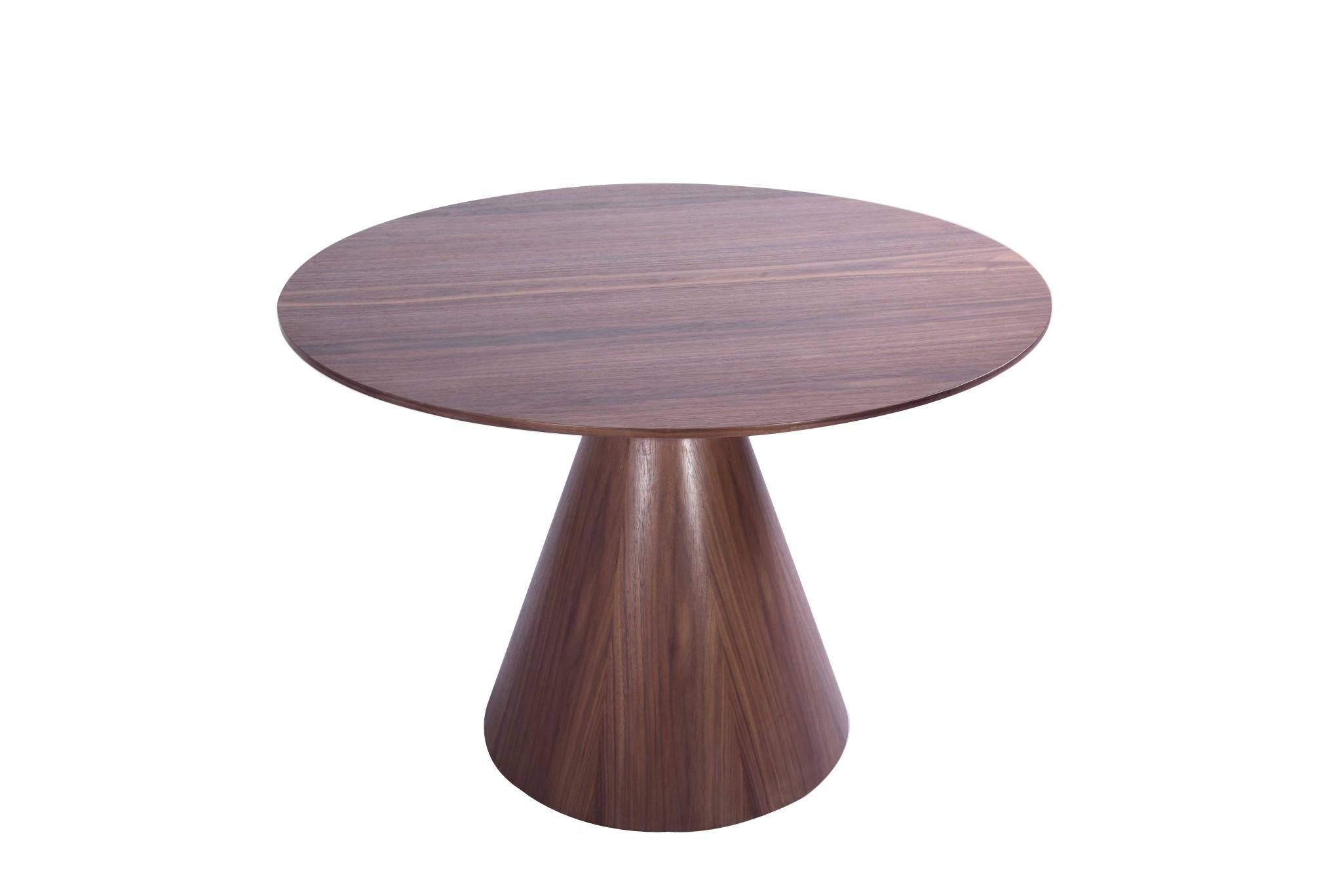 47 X 47 X 30 Walnut Veneer Round Dining Table