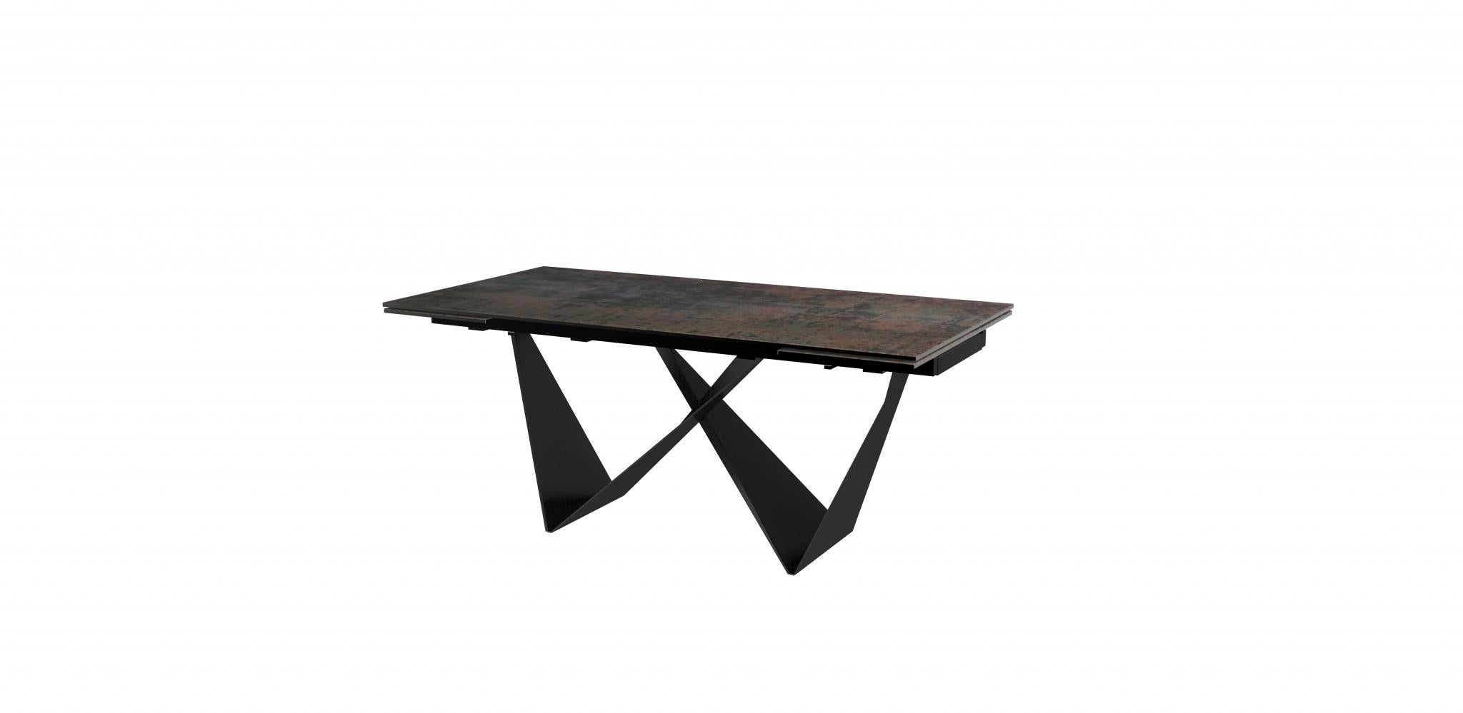 71 X 35 X 30 Black Ceramic Metal Dining Table