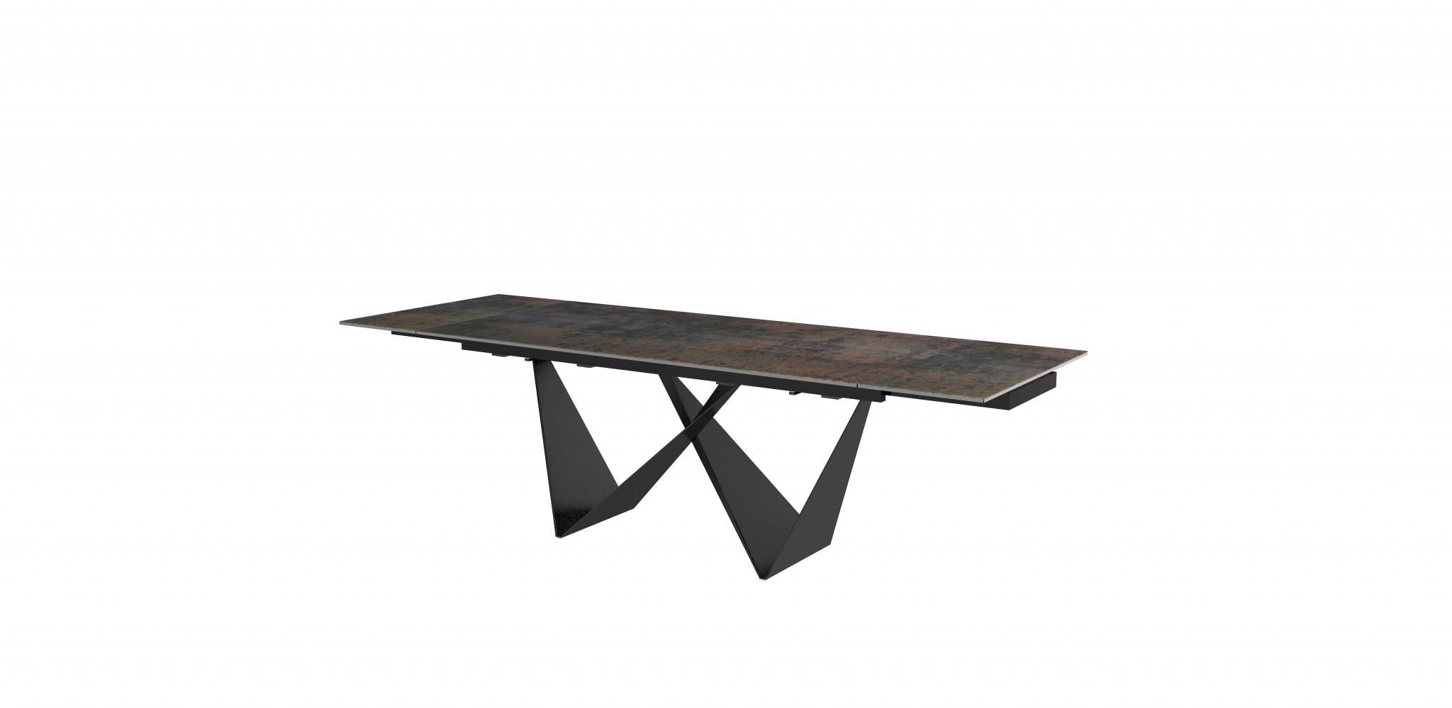 71 X 35 X 30 Black Ceramic Metal Dining Table