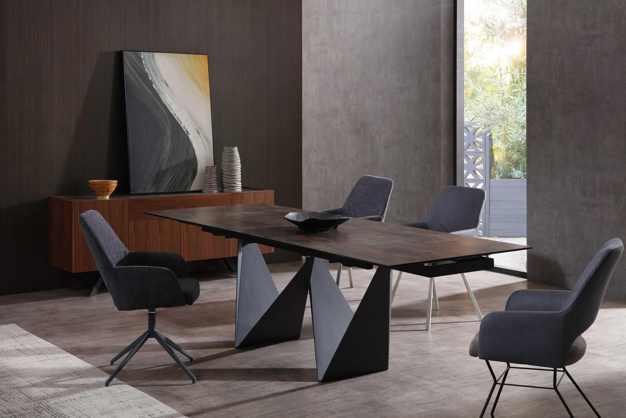 71 X 35 X 30 Black Ceramic Metal Dining Table