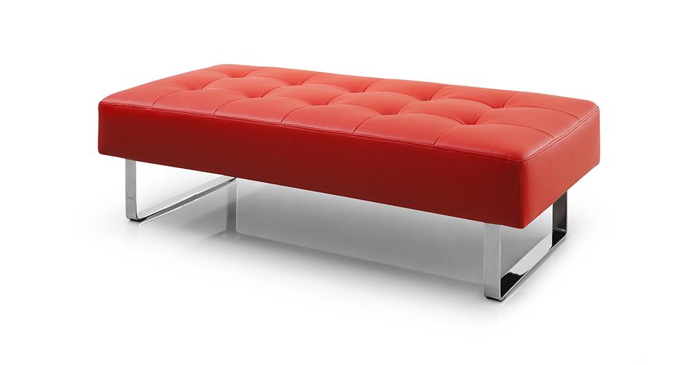 52 X 24 X 16 Red Faux Leather Bench