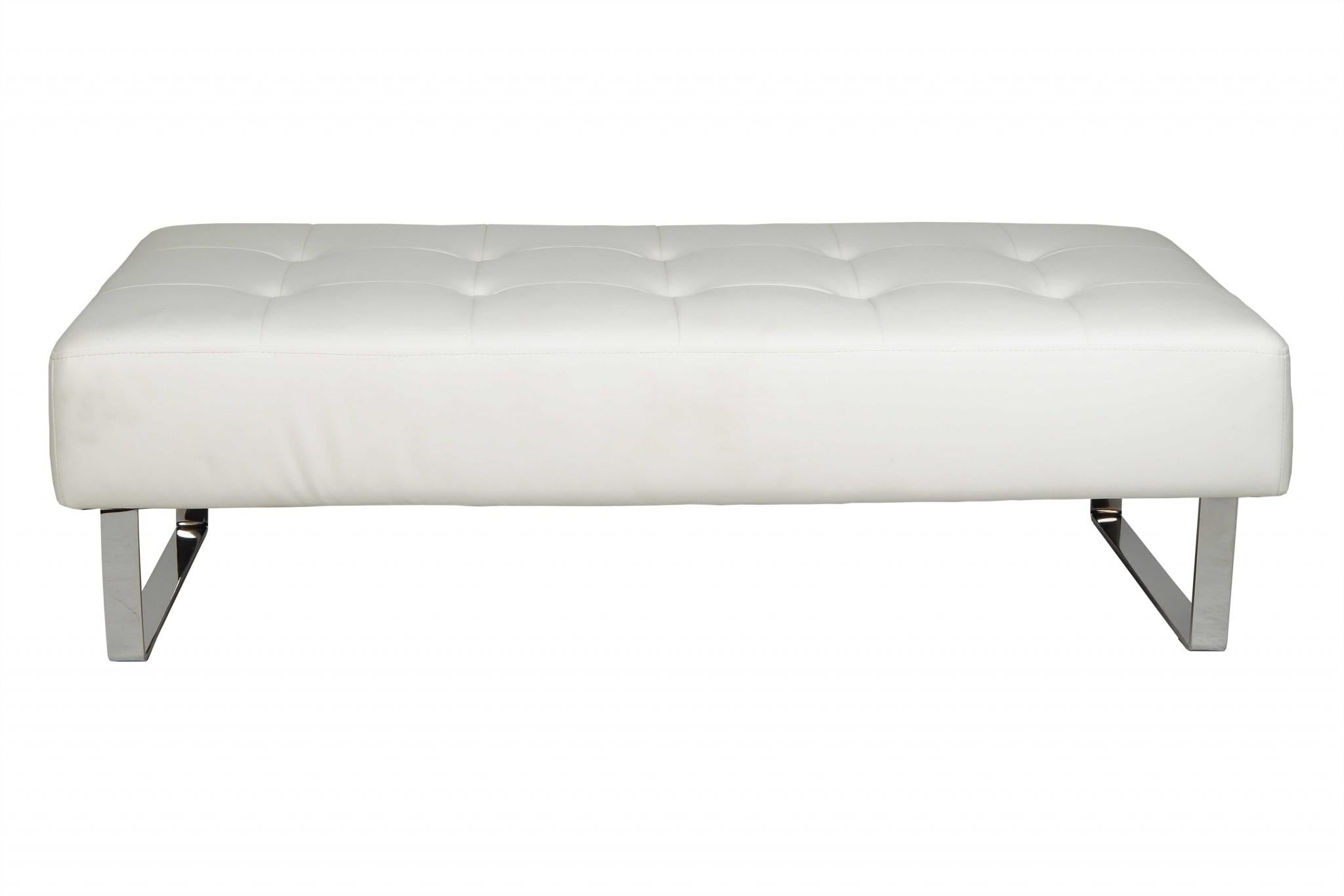 52 X 24 X 16 White Faux Leather Bench