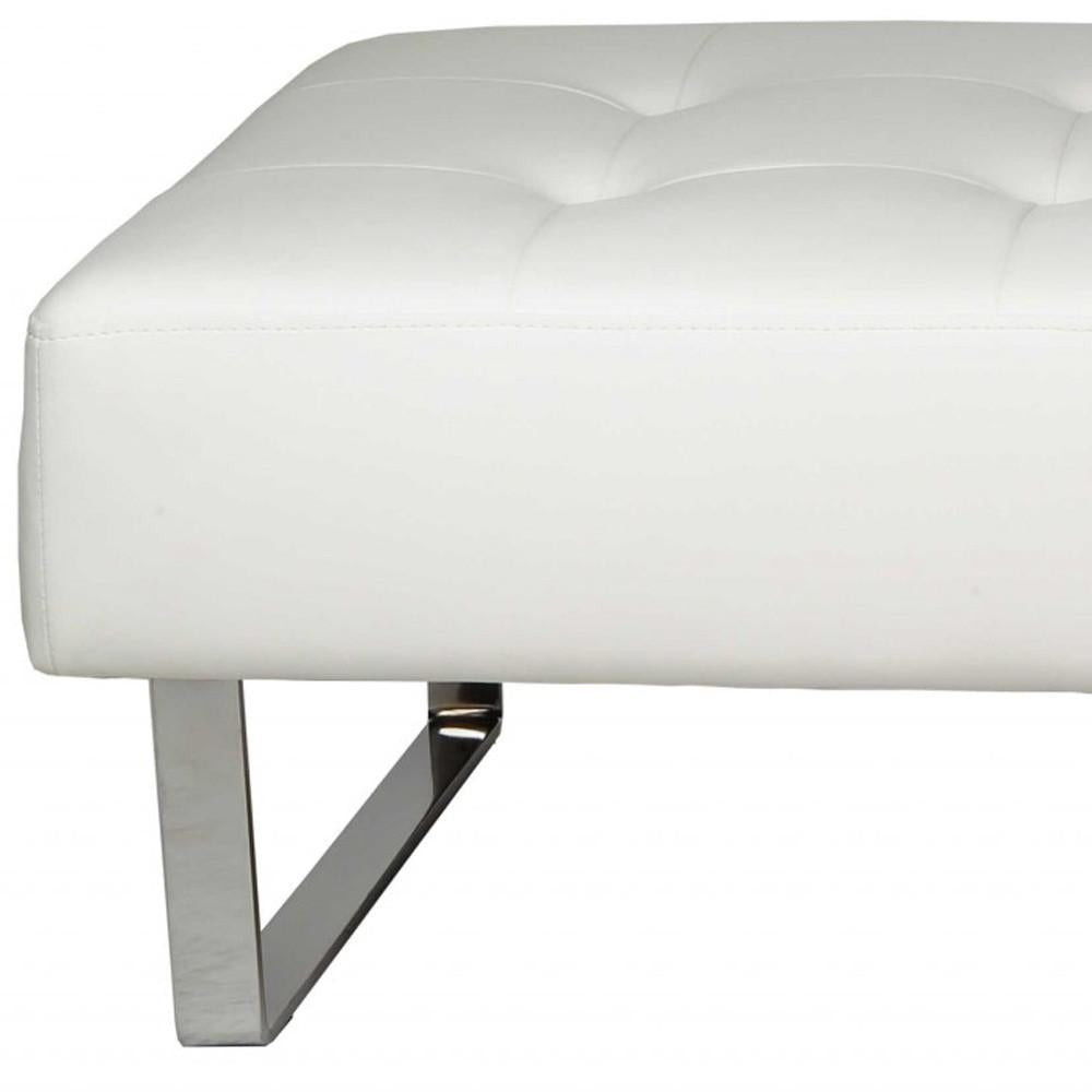 52 X 24 X 16 White Faux Leather Bench