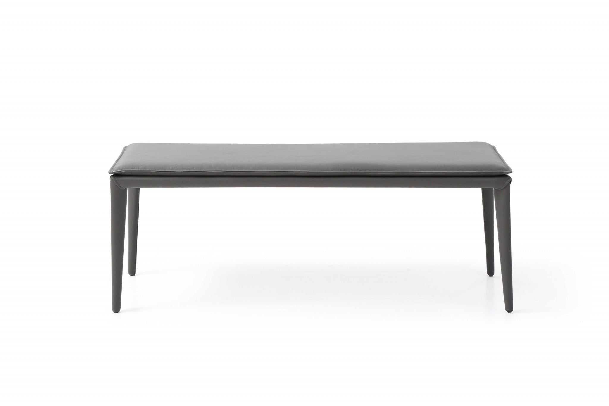 47 X 16 X 18 Dark Grey Faux Leather Bench