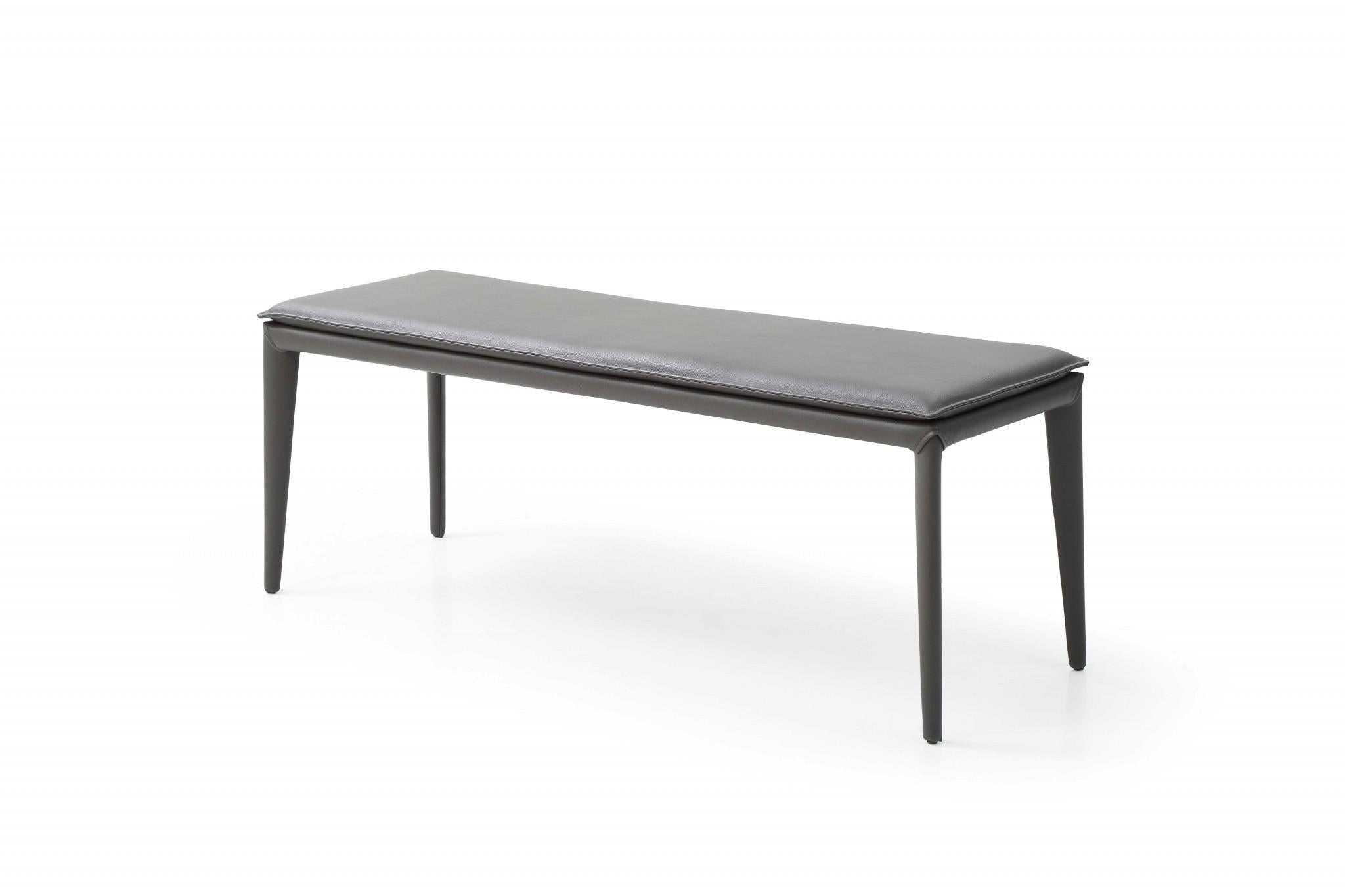 47 X 16 X 18 Dark Grey Faux Leather Bench