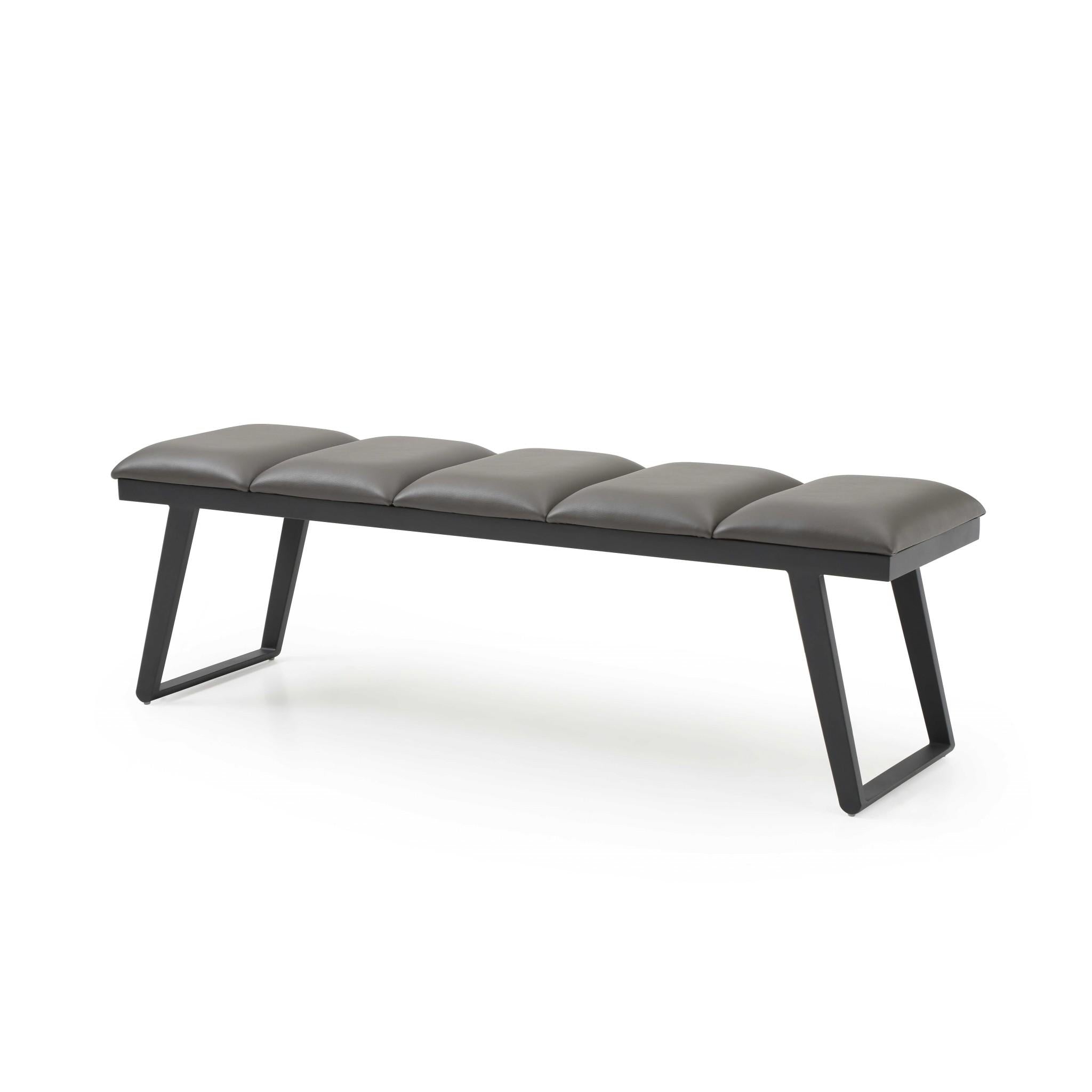 Dark Grey Faux Leather Bench