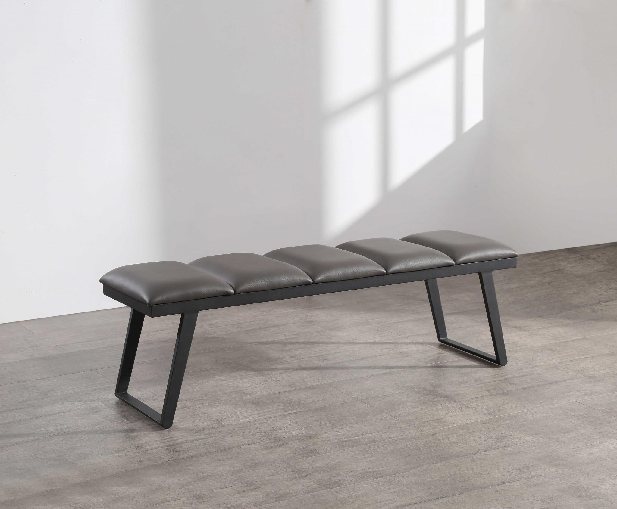 Dark Grey Faux Leather Bench