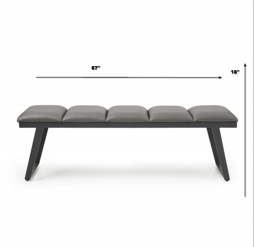 Dark Grey Faux Leather Bench