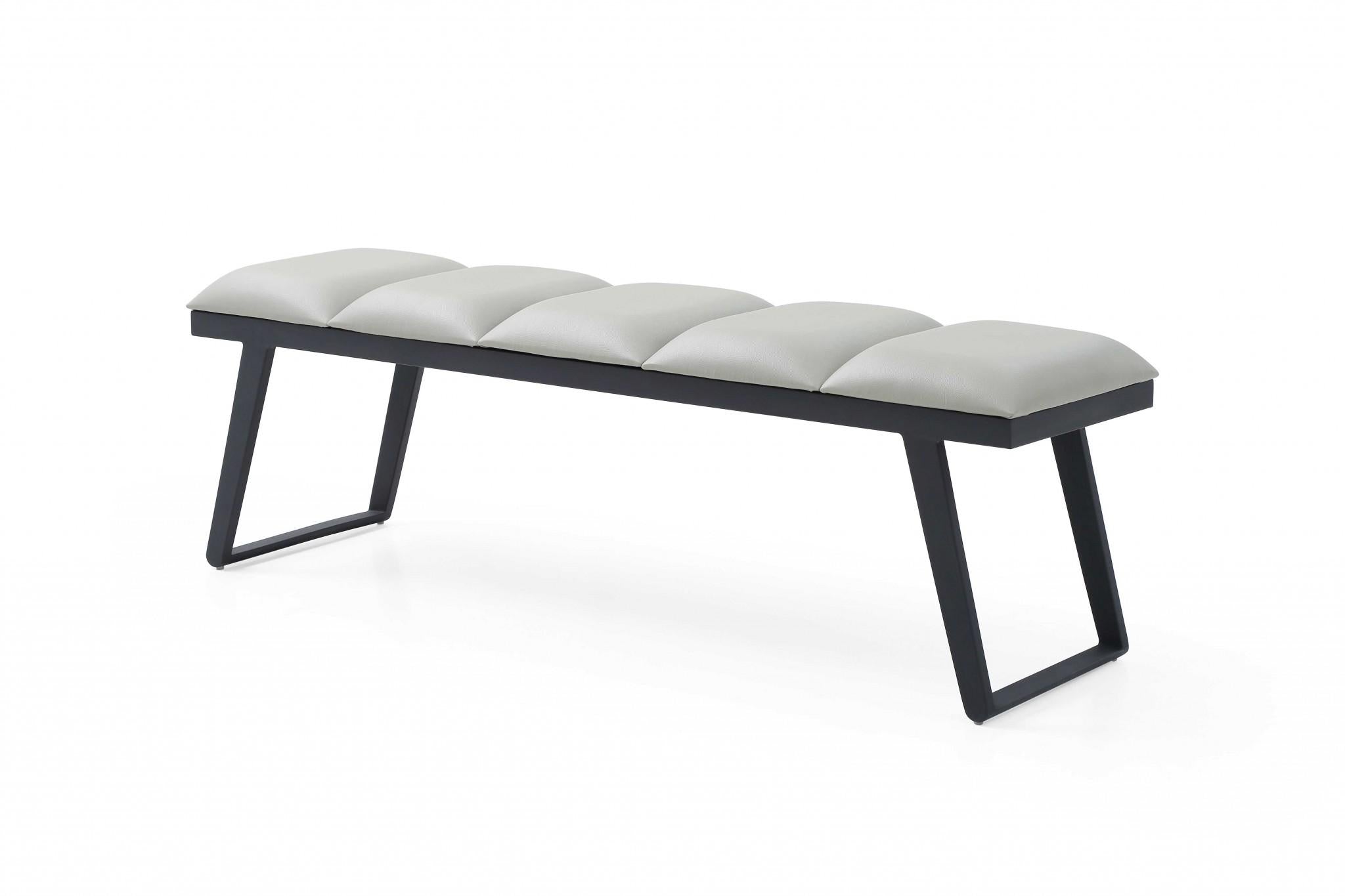 57 X 16 X 18 Light Grey Faux Leather Bench