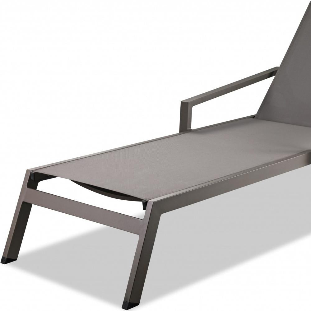 Set of 2 Taupe Modern Aluminum Chaise Lounges